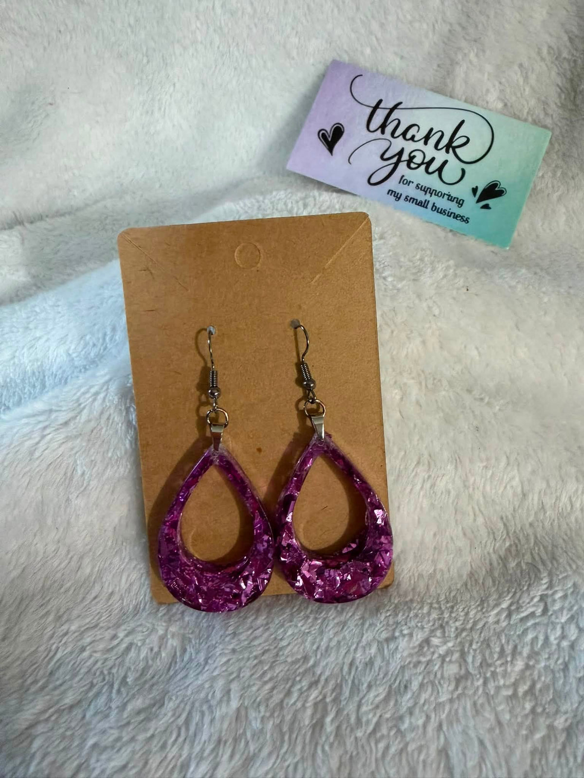 Purple Confetti Glitter Teardrop Earrings