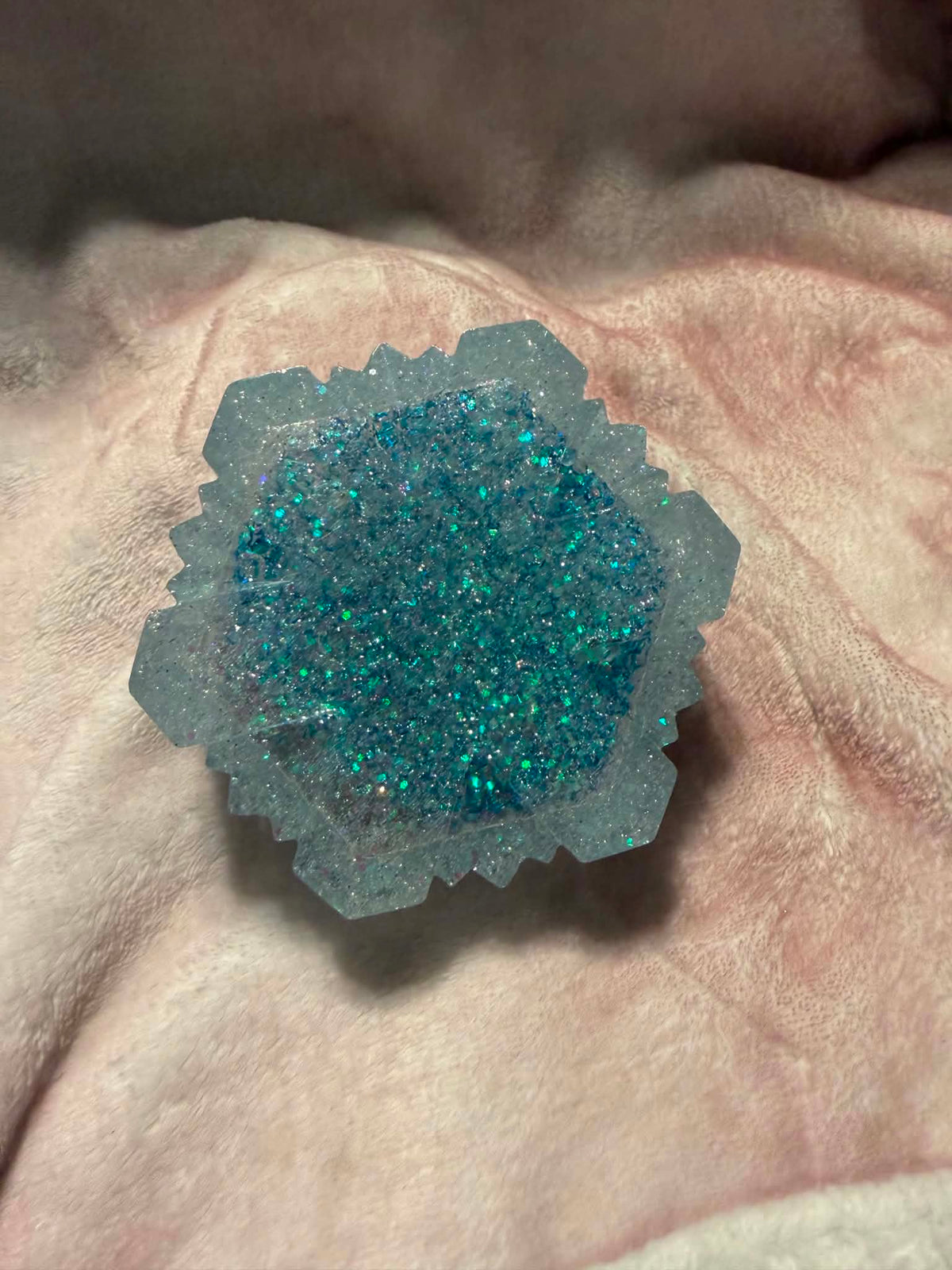 Turquoise & Blue Snowflake Resin Jewelry Box