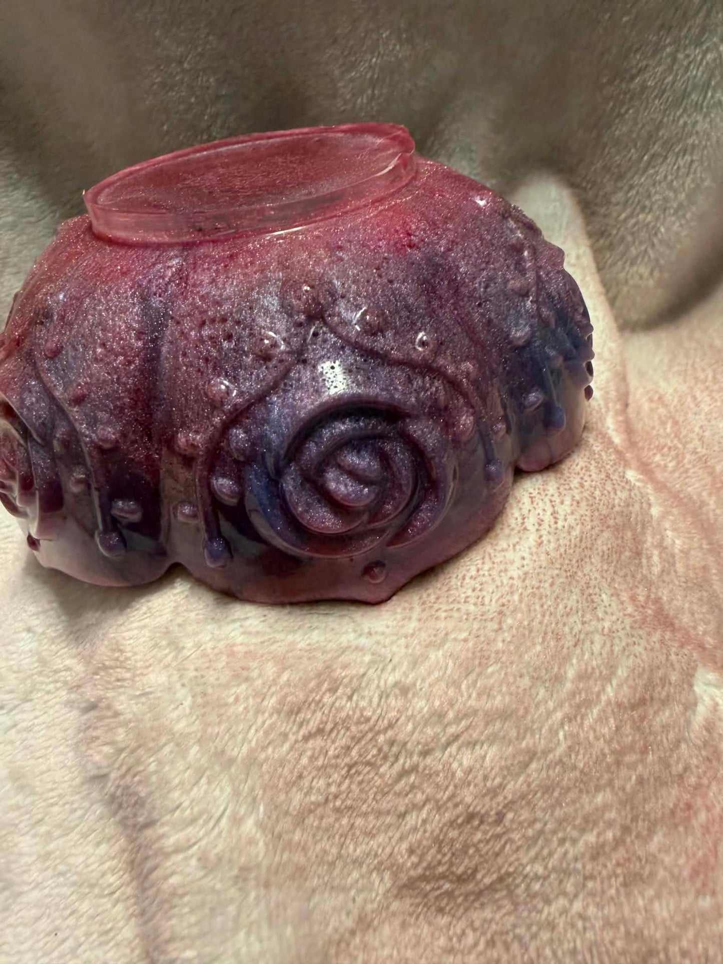Pink & Purple Rose Lotus Resin Trinket Bowl