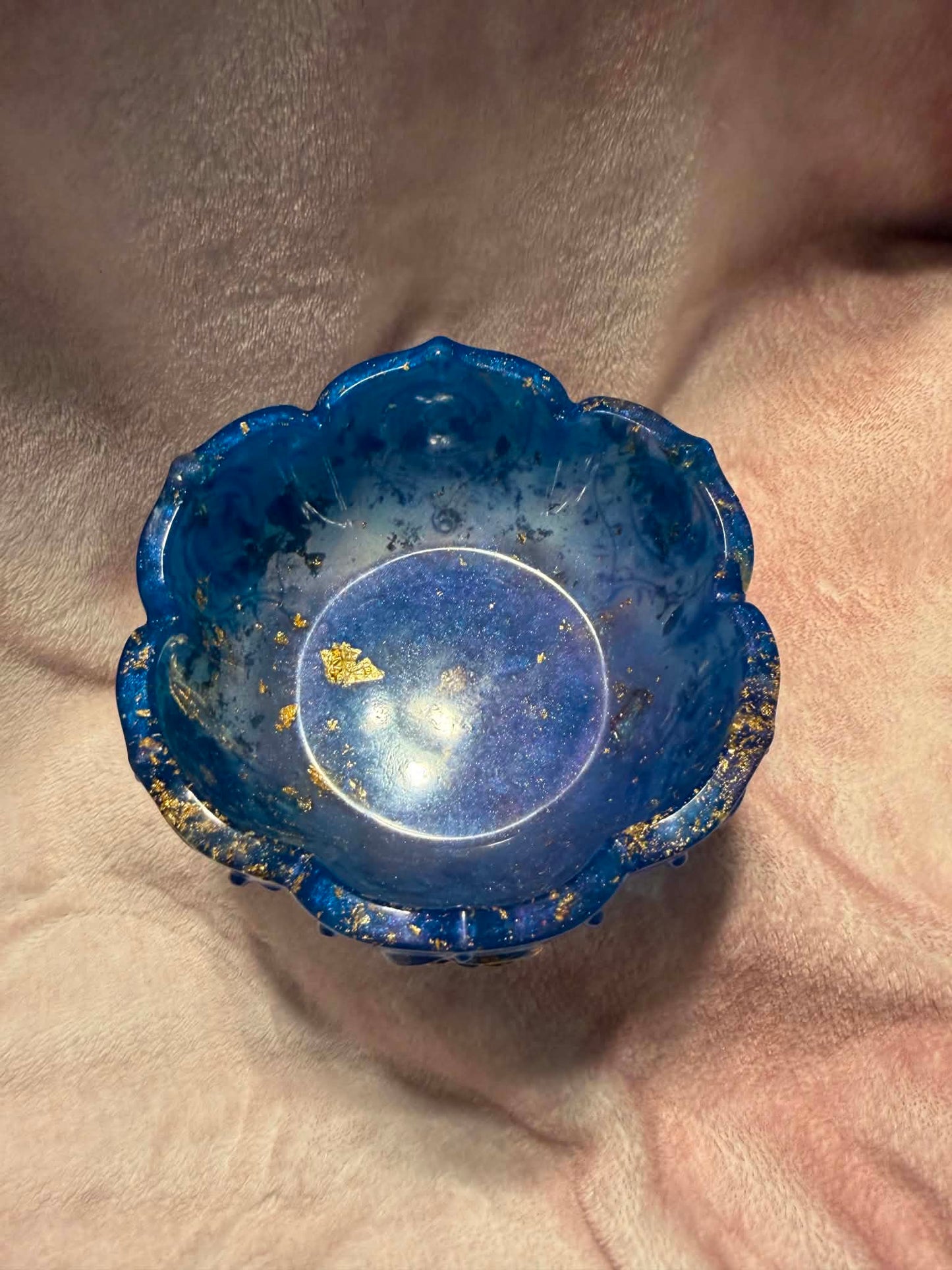 Blue & Gold Foil Resin Trinket Bowl