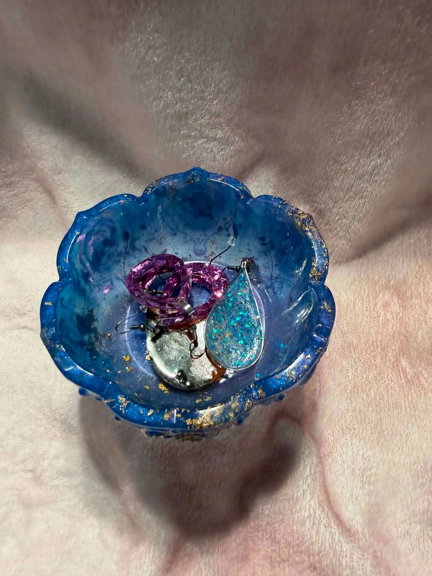 Blue & Gold Foil Resin Trinket Bowl