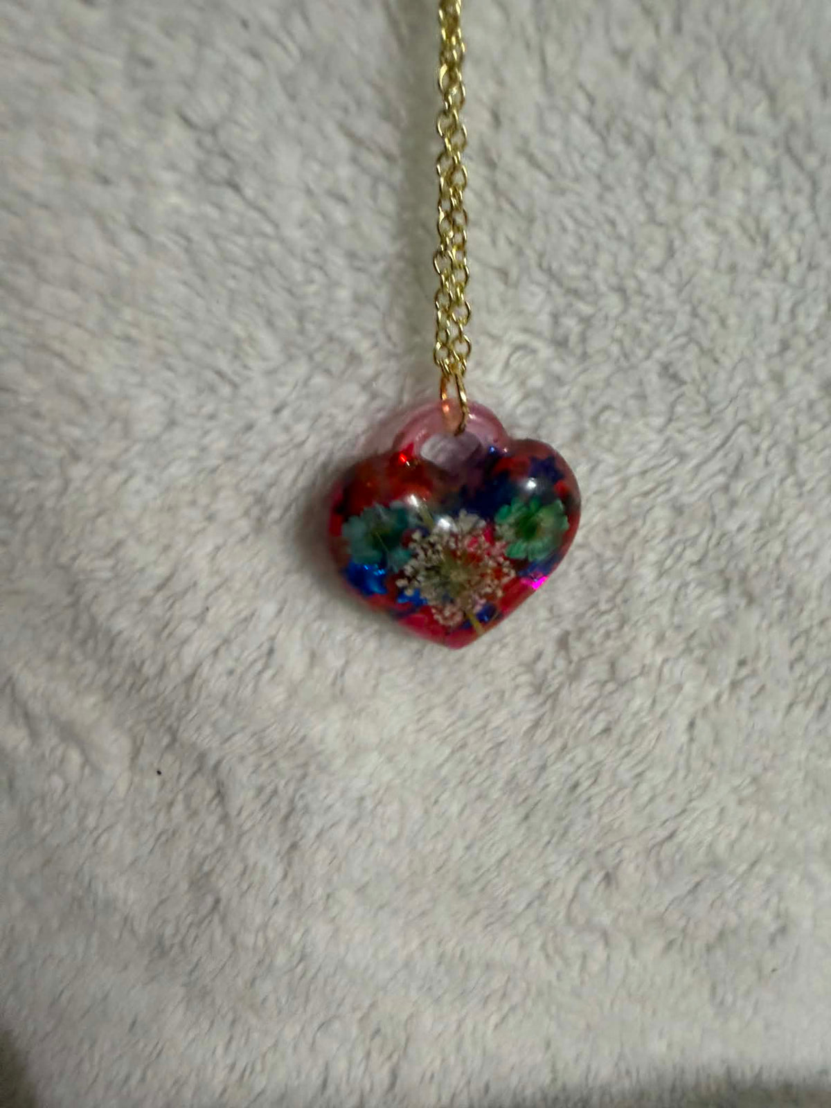 Botanical Heart Resin Pendant Necklace