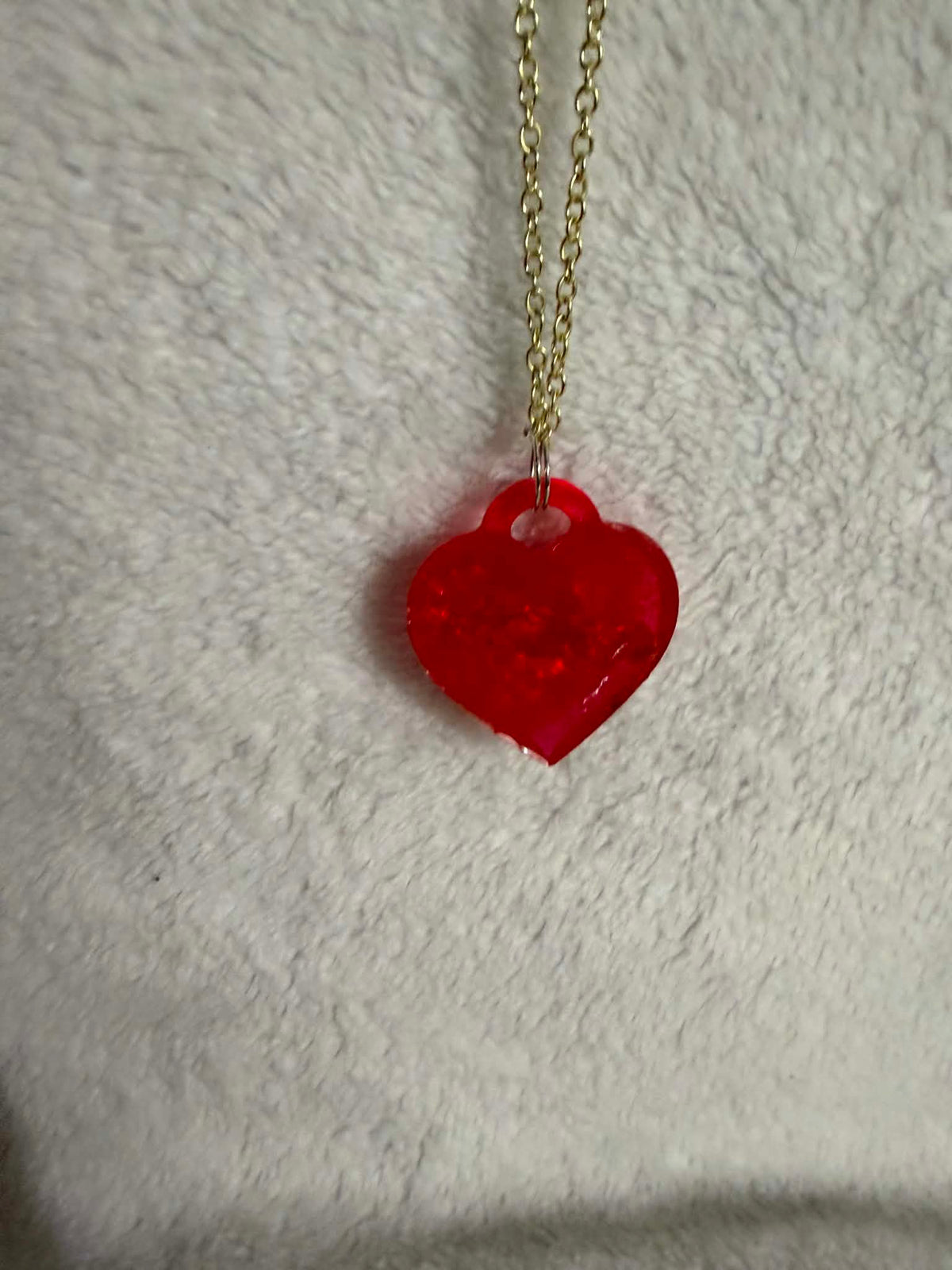 Crimson Heart Resin Pendant Necklace