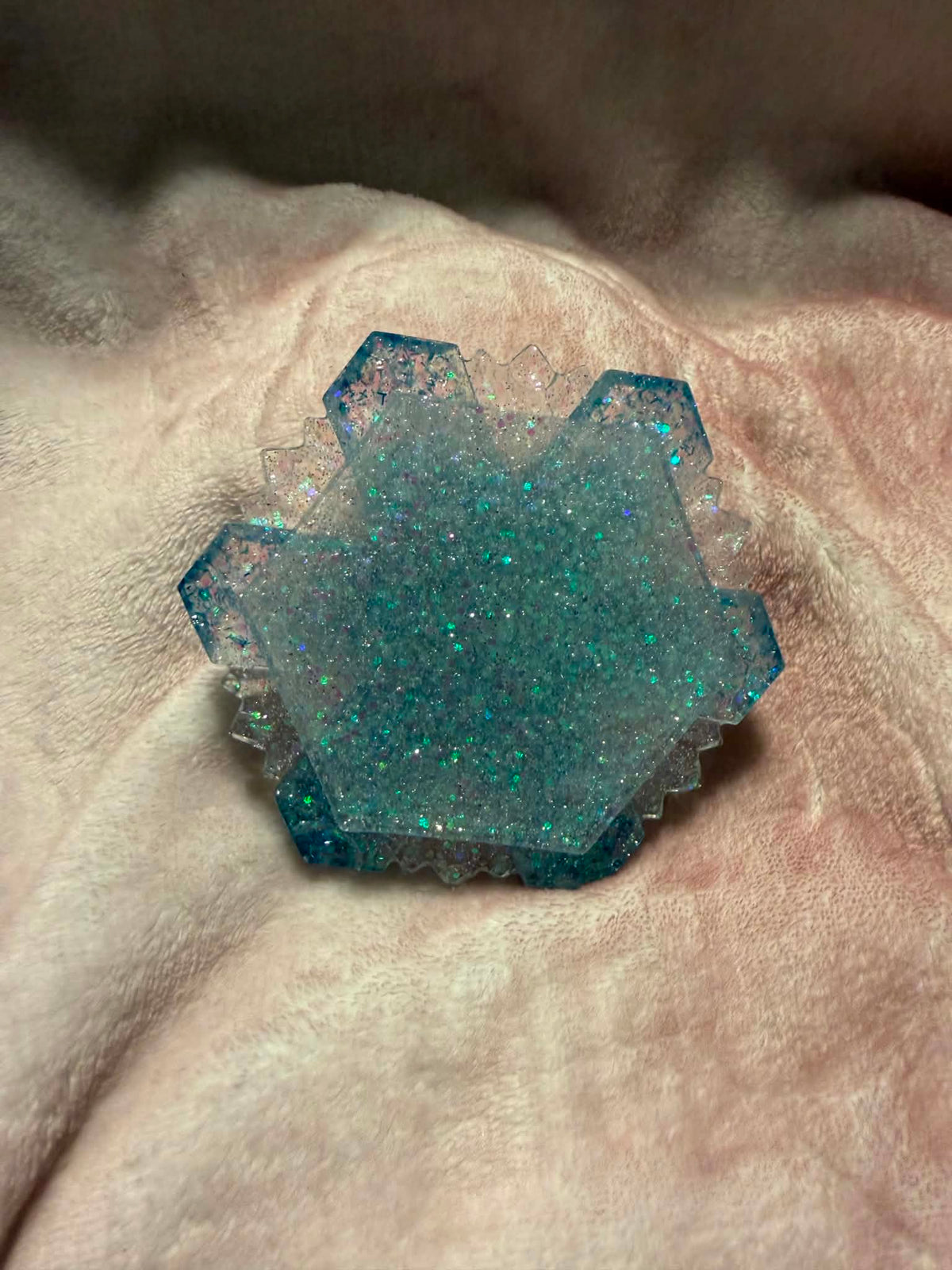 Turquoise & Blue Snowflake Resin Jewelry Box