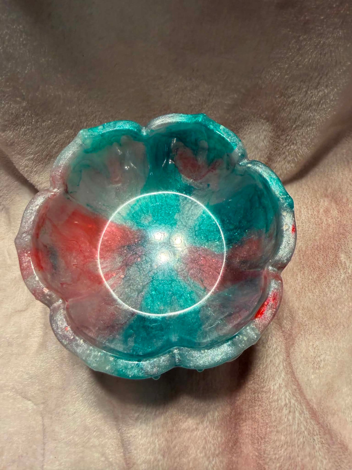 Christmas Rose Lotus Resin Trinket Bowl