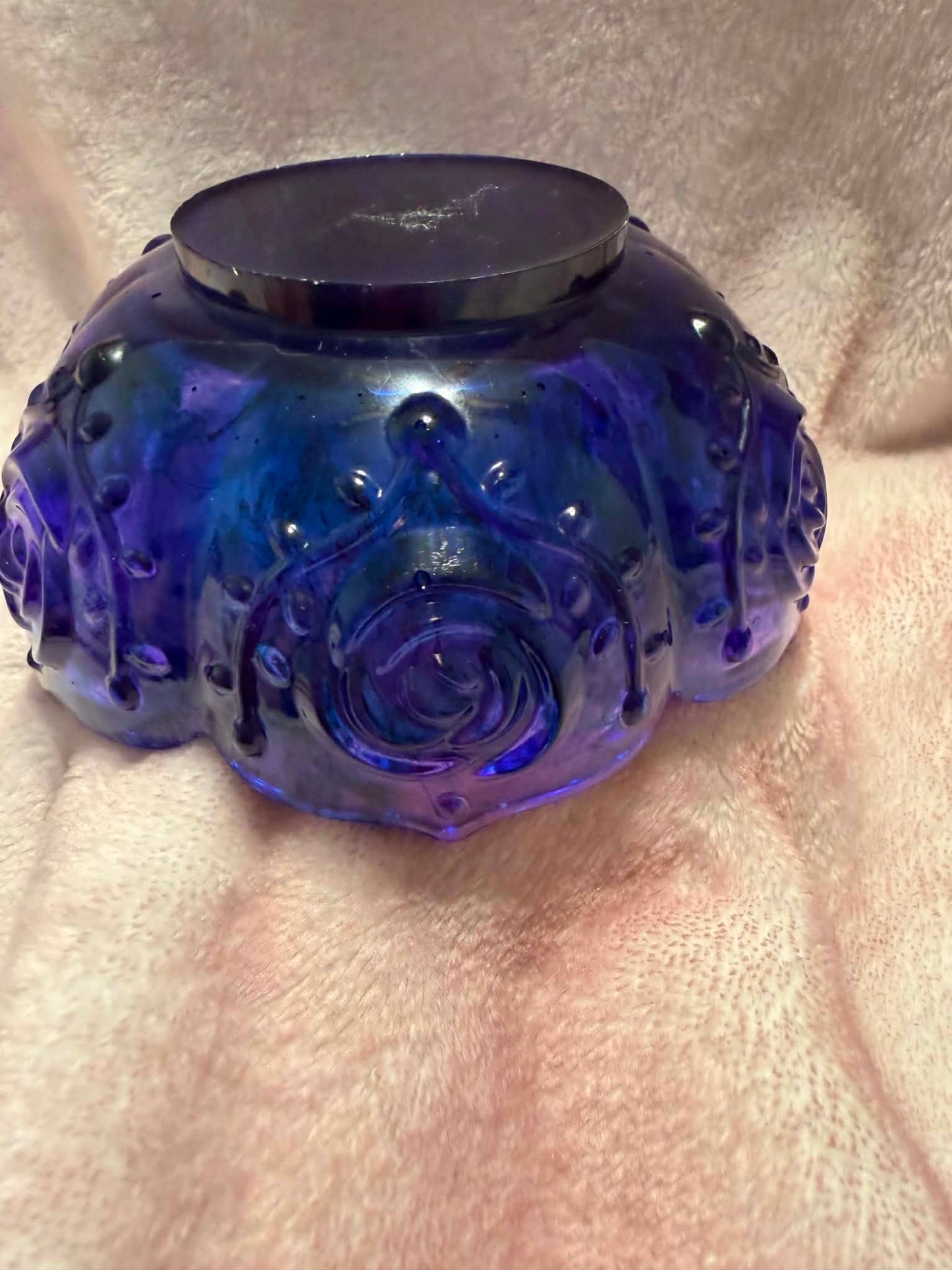 Purple & Blue Rose Lotus Resin Trinket Bowl