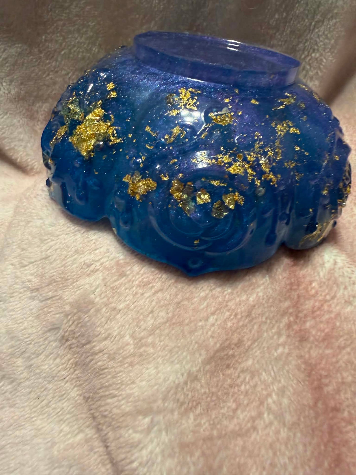 Blue & Gold Foil Resin Trinket Bowl