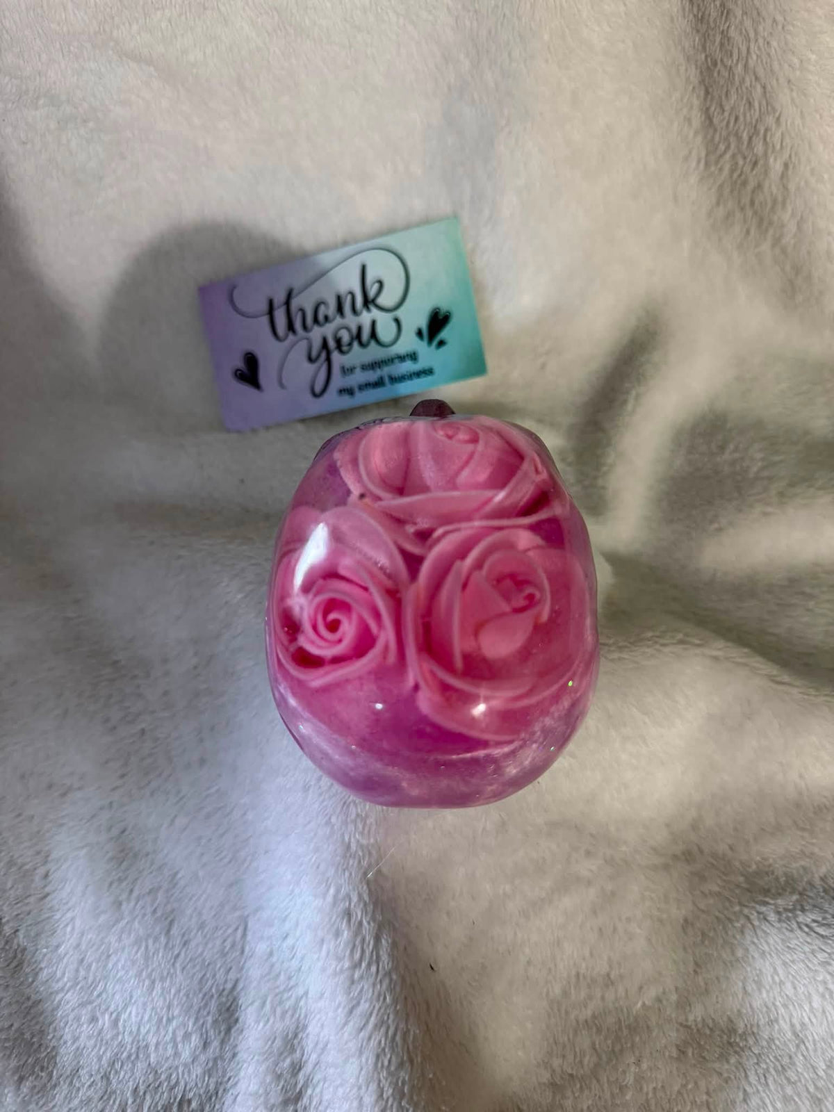 Pink Roses & Pink-Purple Resin Skulls (Set of 3)