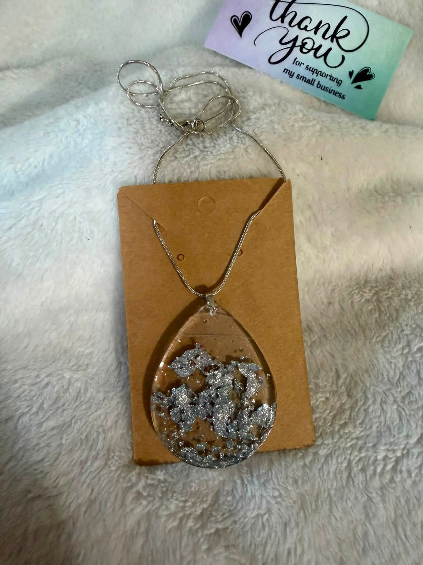 Sparkling Silver Teardrop Pendant Necklace