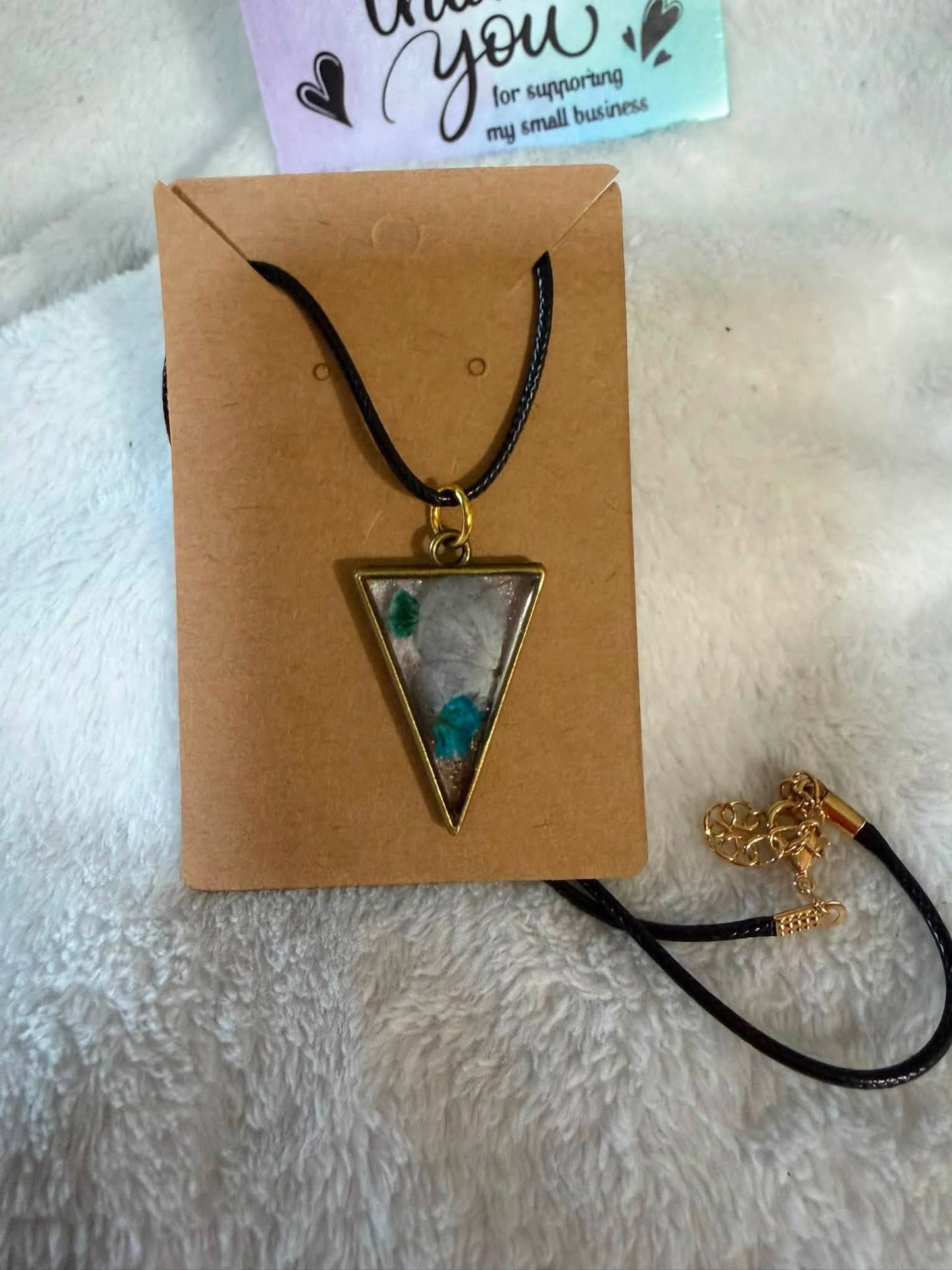 Gypsophila Triangle Resin Pendant Necklace