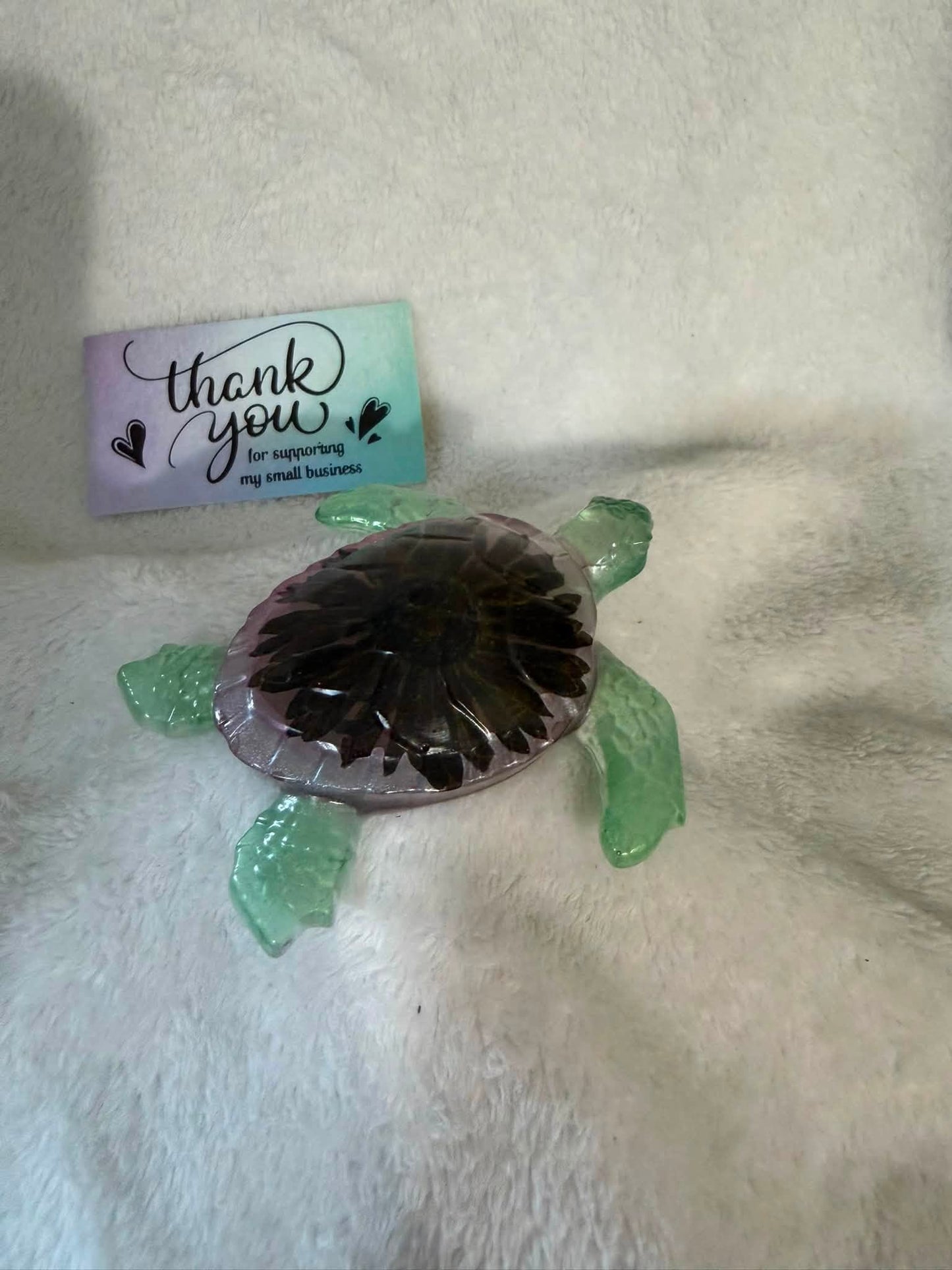 Sea Turtle figurine with a Black-Eyed Susan