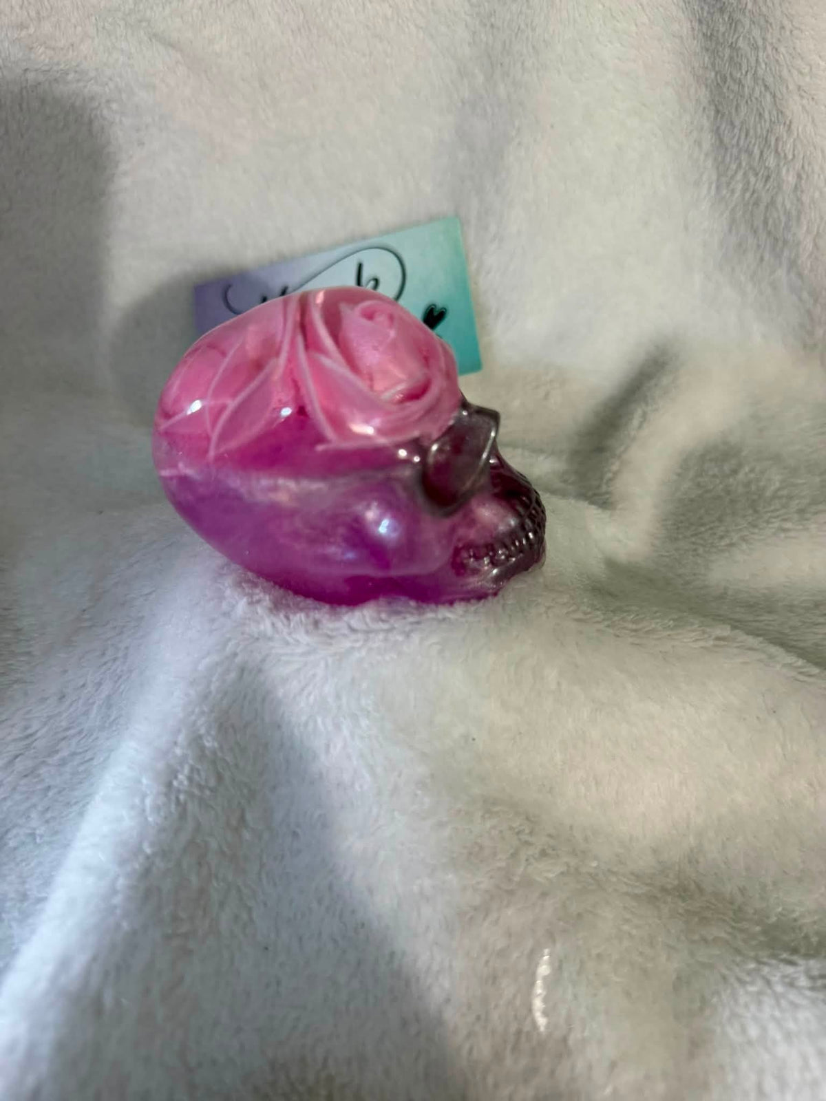 Pink Roses & Pink-Purple Resin Skulls (Set of 3)