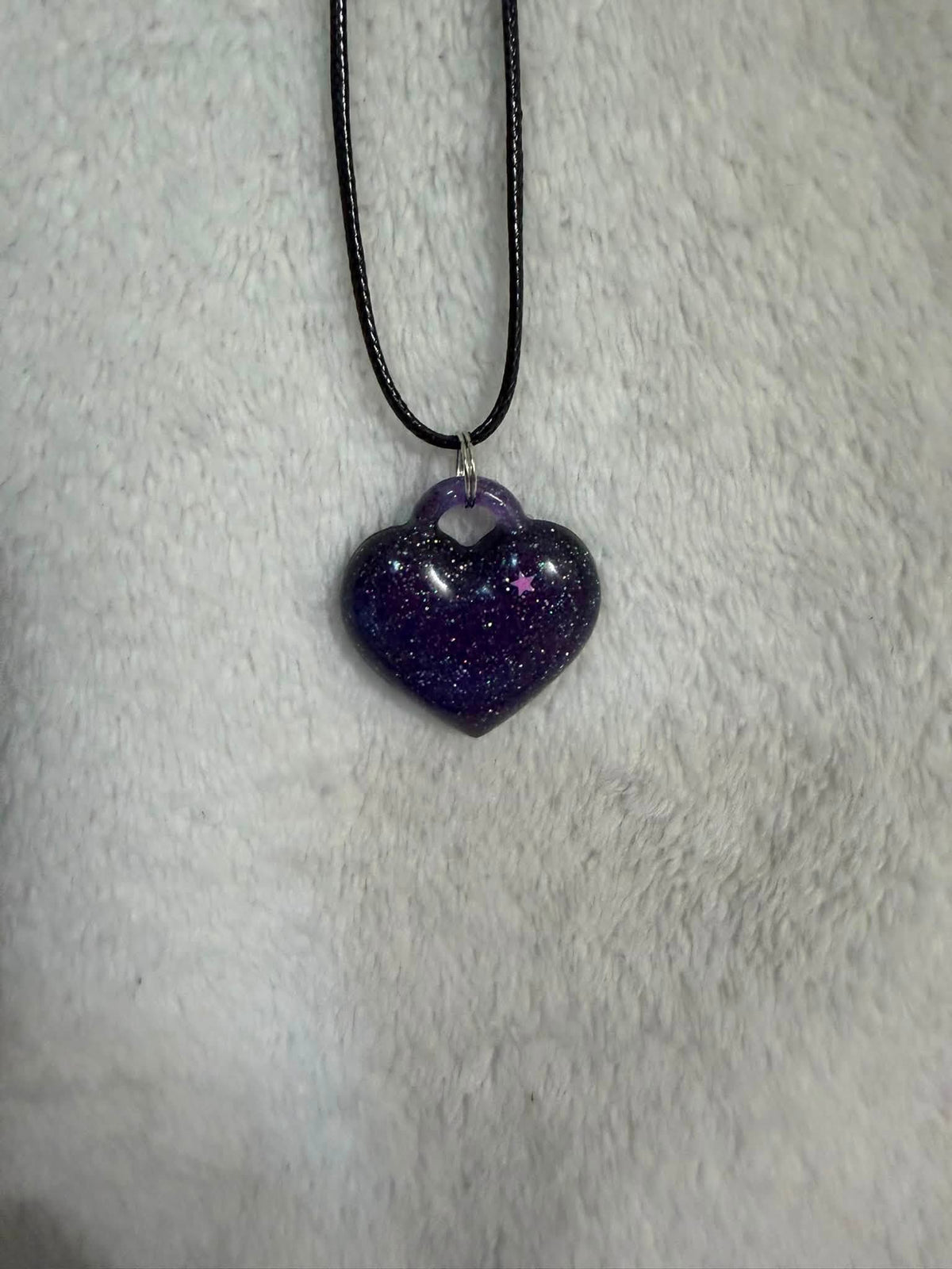 Gothic Black Heart Glitter Necklace