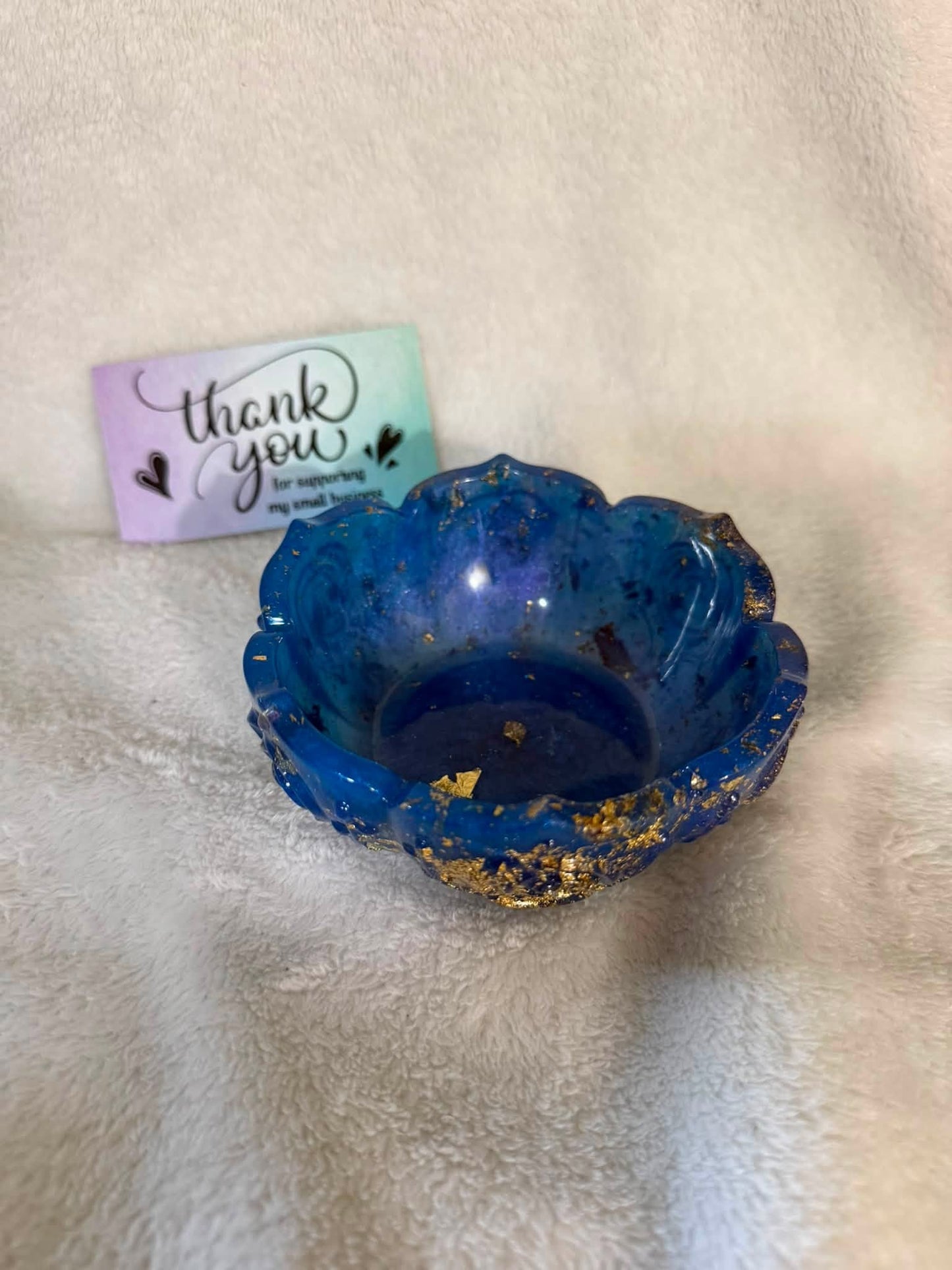 Blue & Gold Foil Resin Trinket Bowl