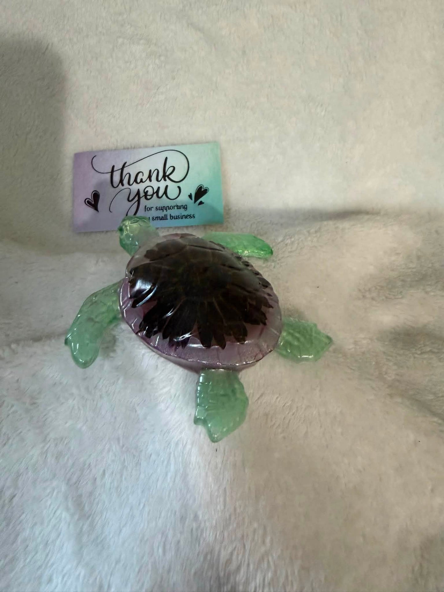 Sea Turtle figurine with a Black-Eyed Susan