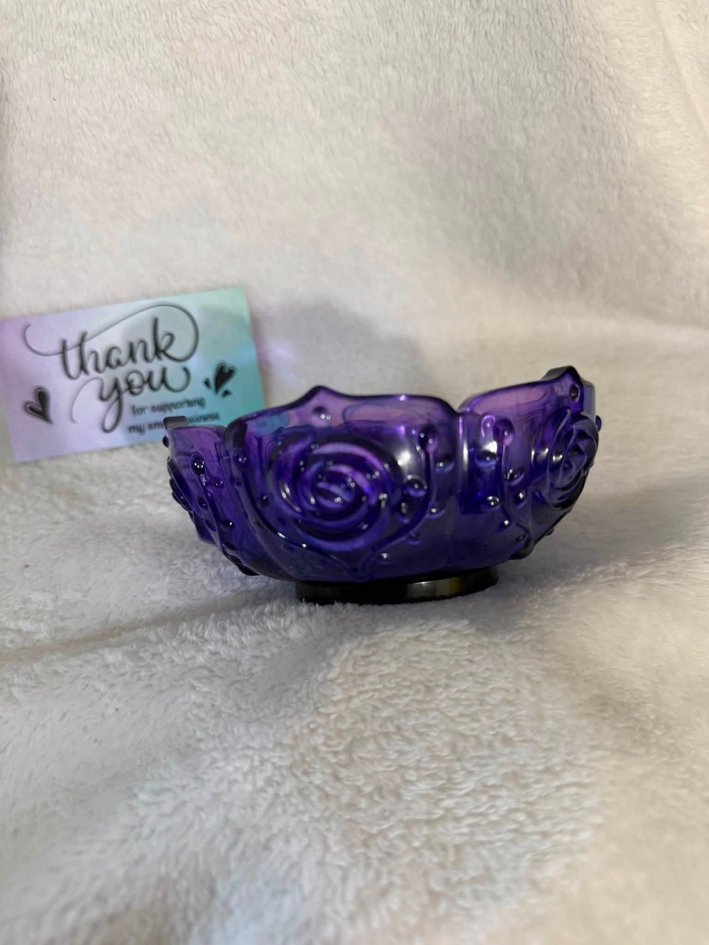 Purple & Blue Rose Lotus Resin Trinket Bowl
