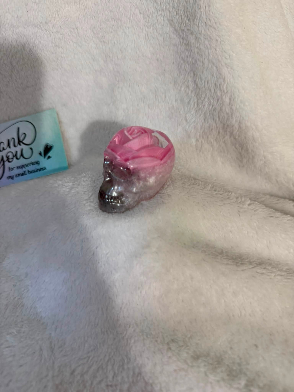 Pink Roses & Pink-Purple Resin Skulls (Set of 3)