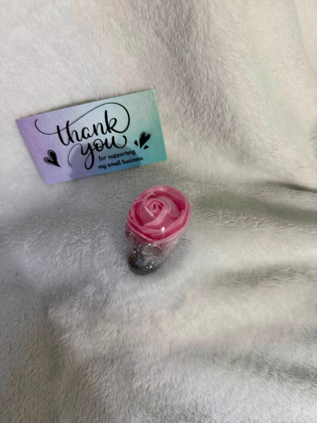 Pink Roses & Pink-Purple Resin Skulls (Set of 3)