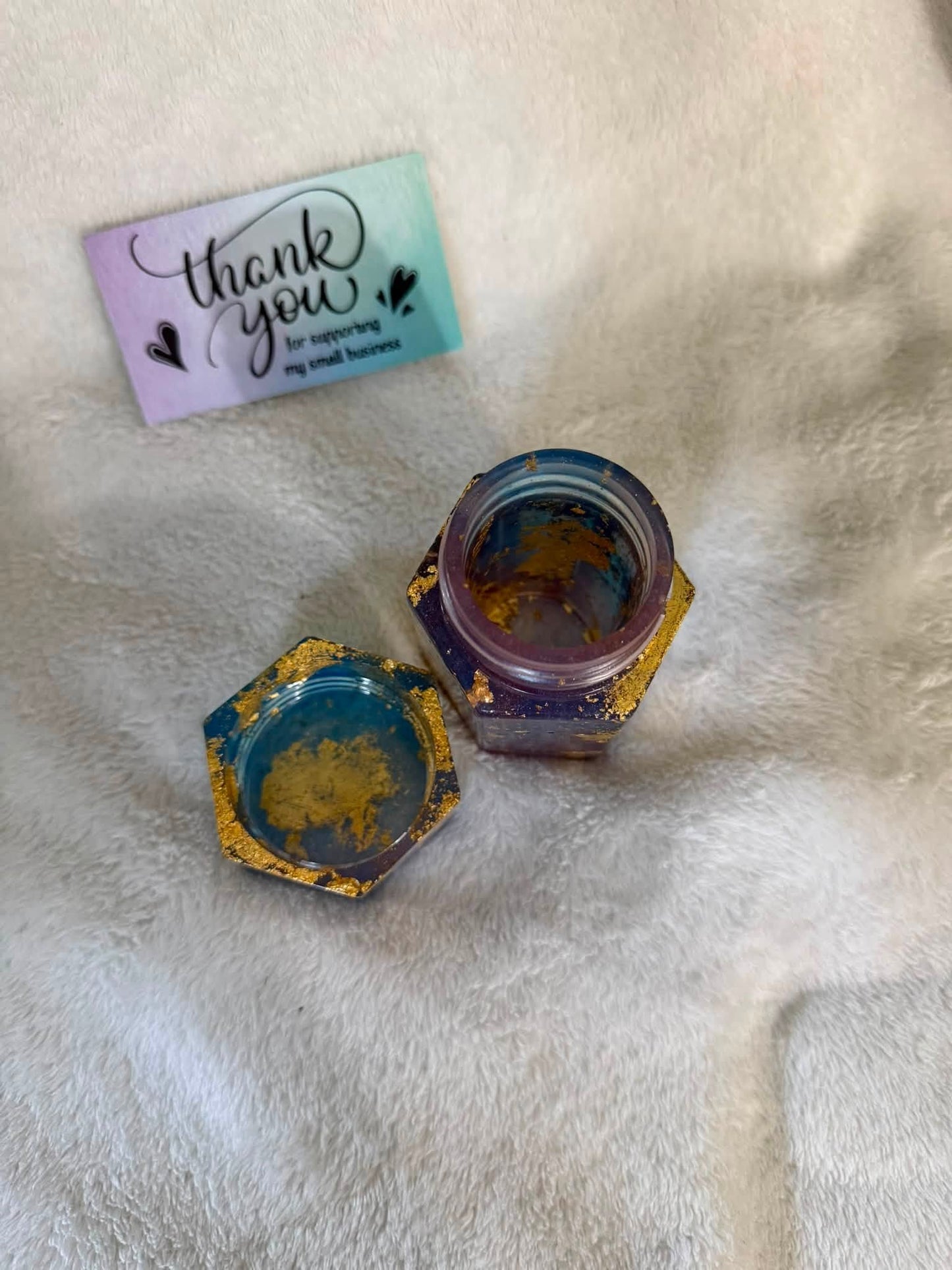 Royal Blue & Gold Foil Hexagonal Stash Jar