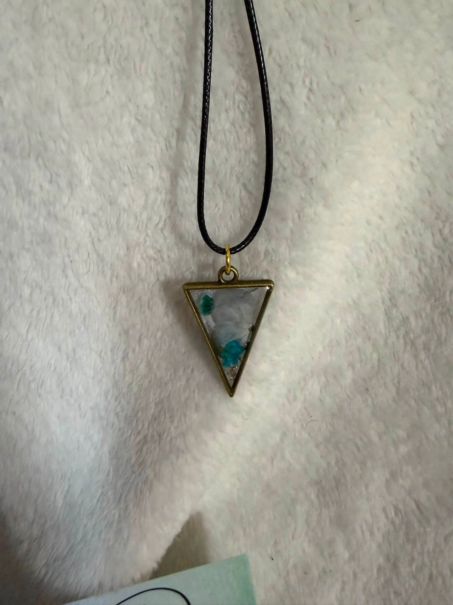 Gypsophila Triangle Resin Pendant Necklace