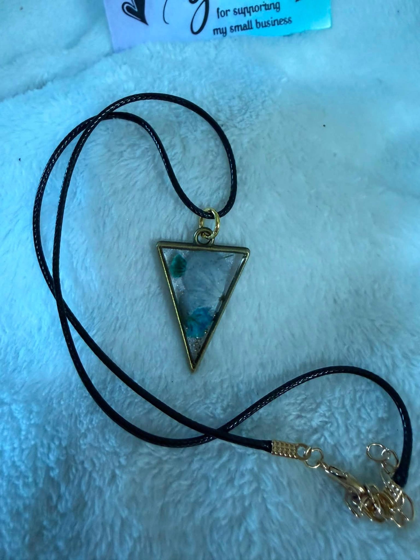 Gypsophila Triangle Resin Pendant Necklace