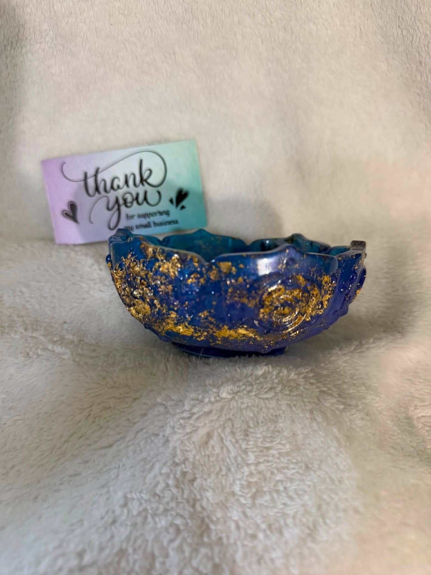 Blue & Gold Foil Resin Trinket Bowl