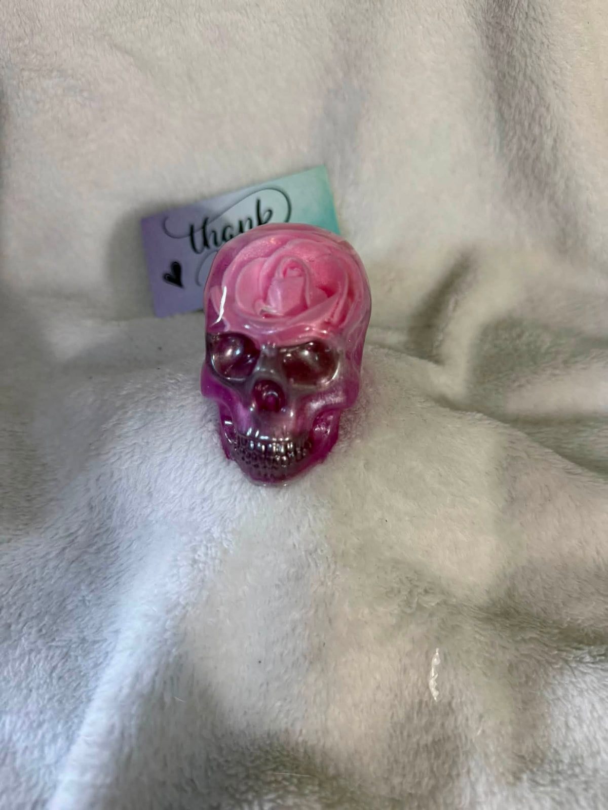 Pink Roses & Pink-Purple Resin Skulls (Set of 3)