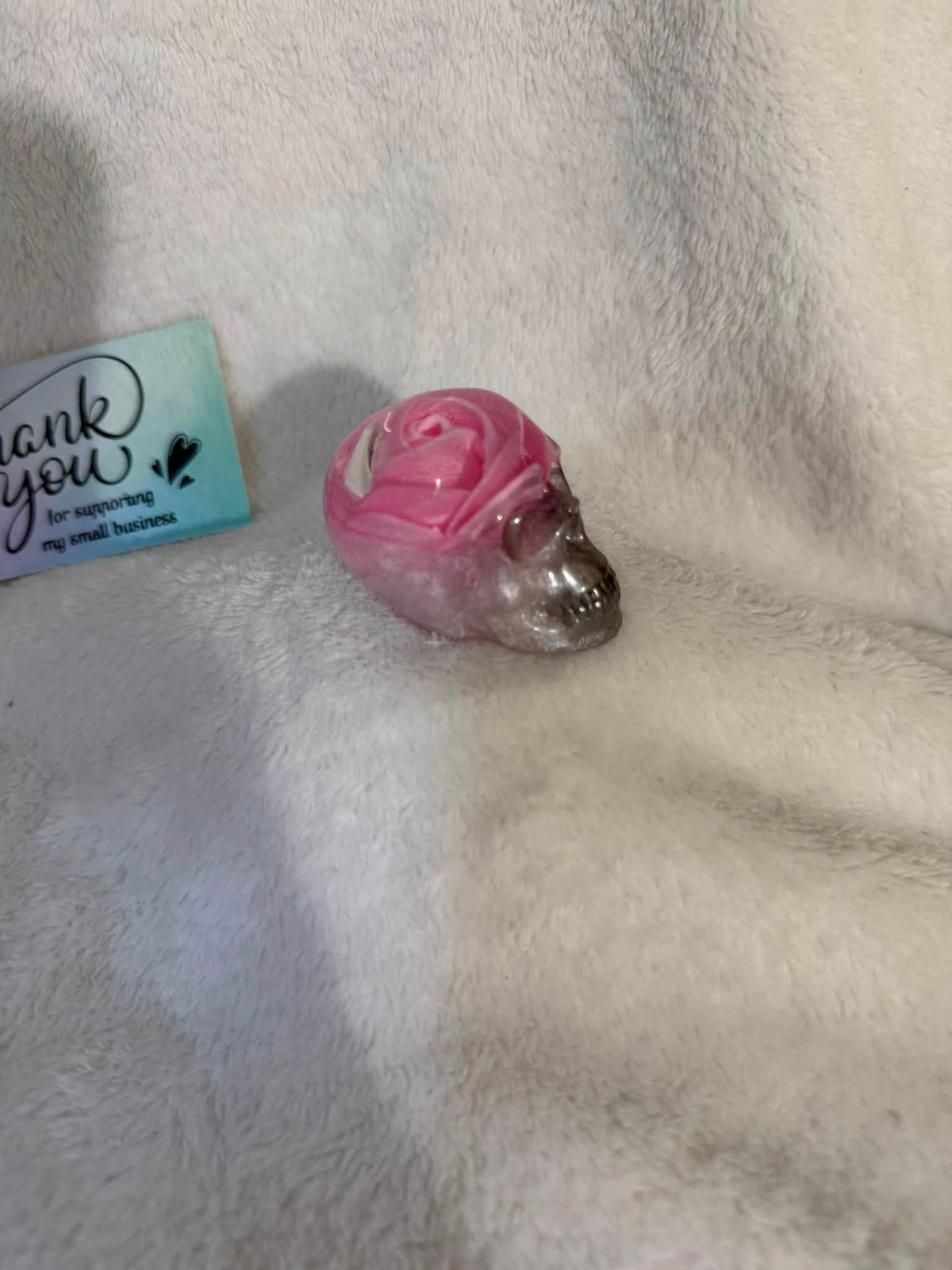Pink Roses & Pink-Purple Resin Skulls (Set of 3)