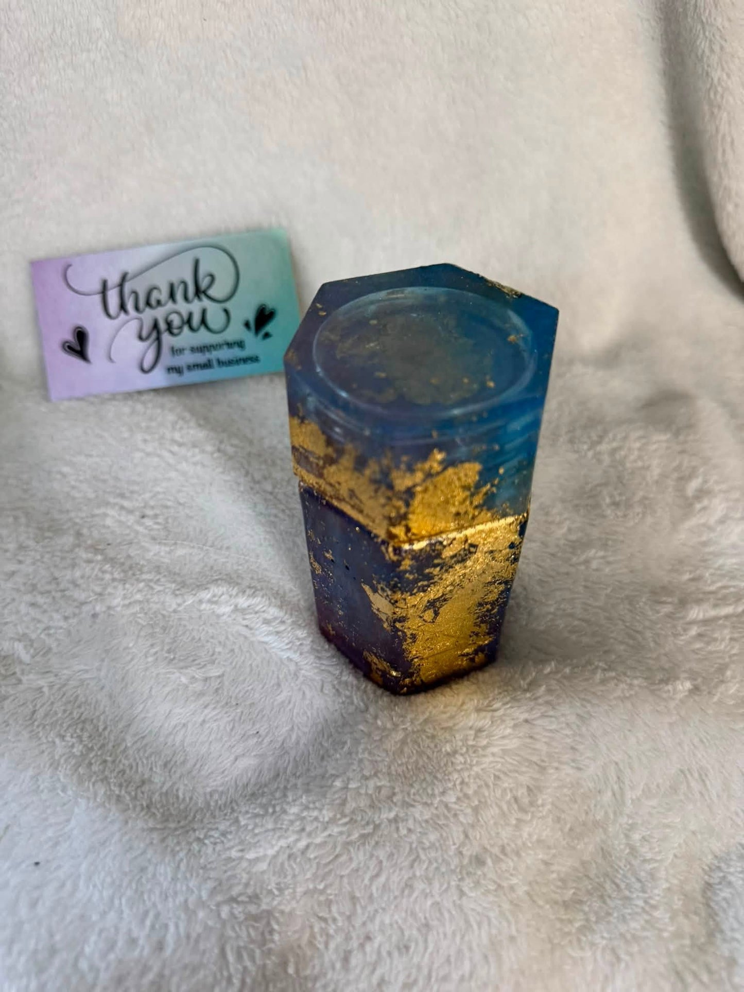 Royal Blue & Gold Foil Hexagonal Stash Jar