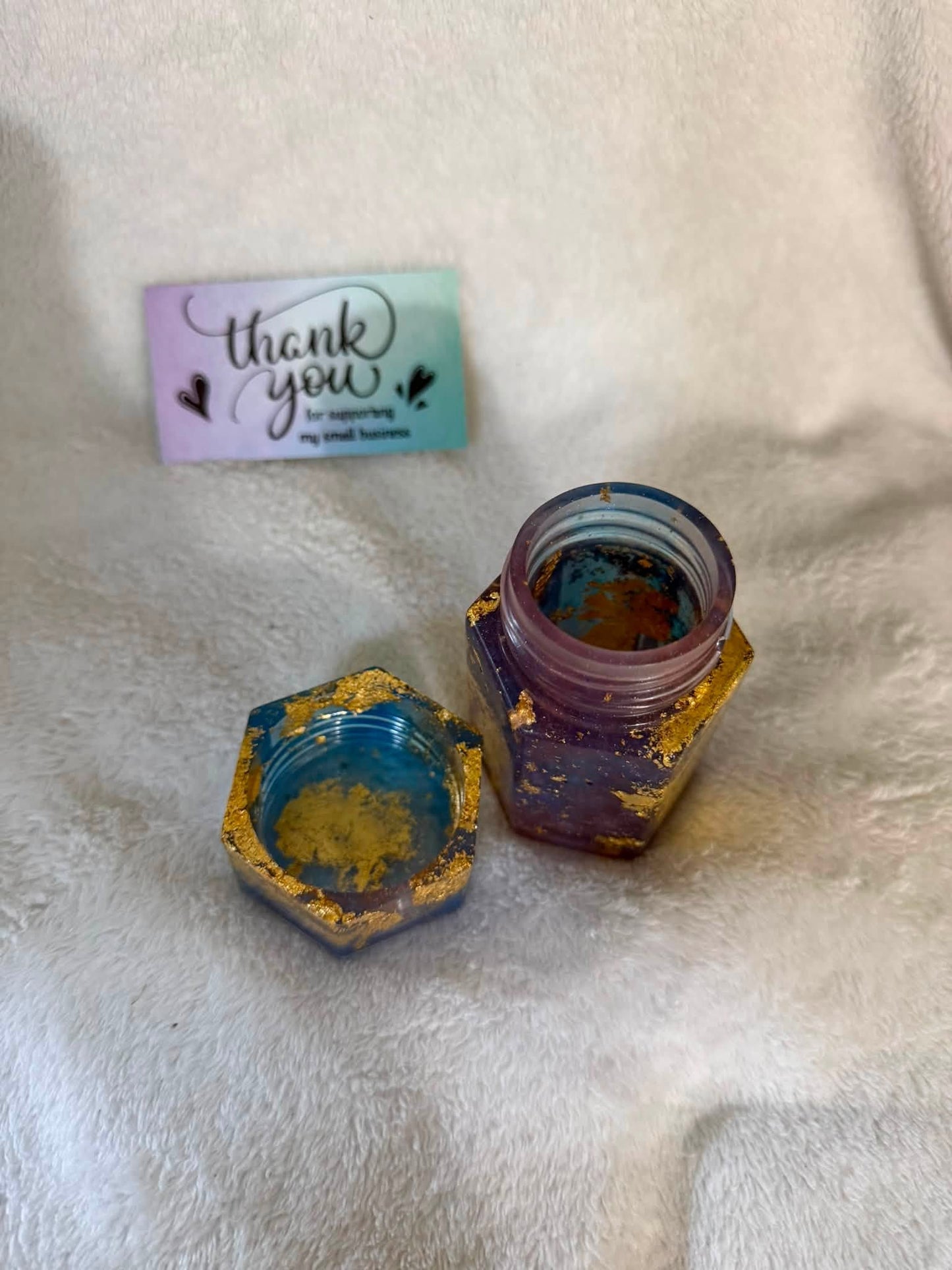 Royal Blue & Gold Foil Hexagonal Stash Jar