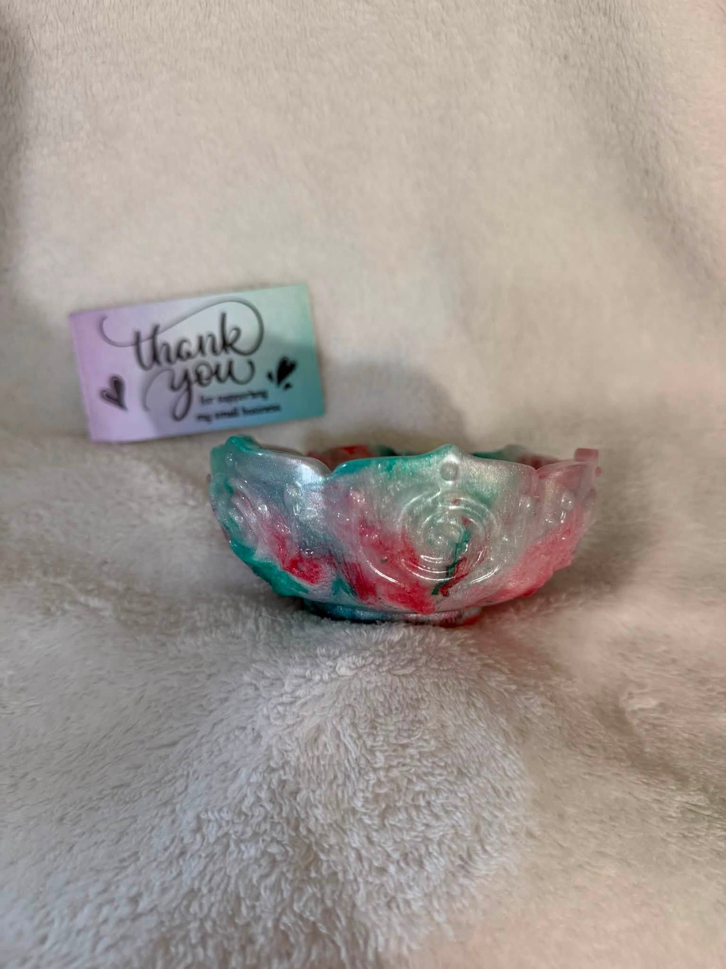 Christmas Rose Lotus Resin Trinket Bowl
