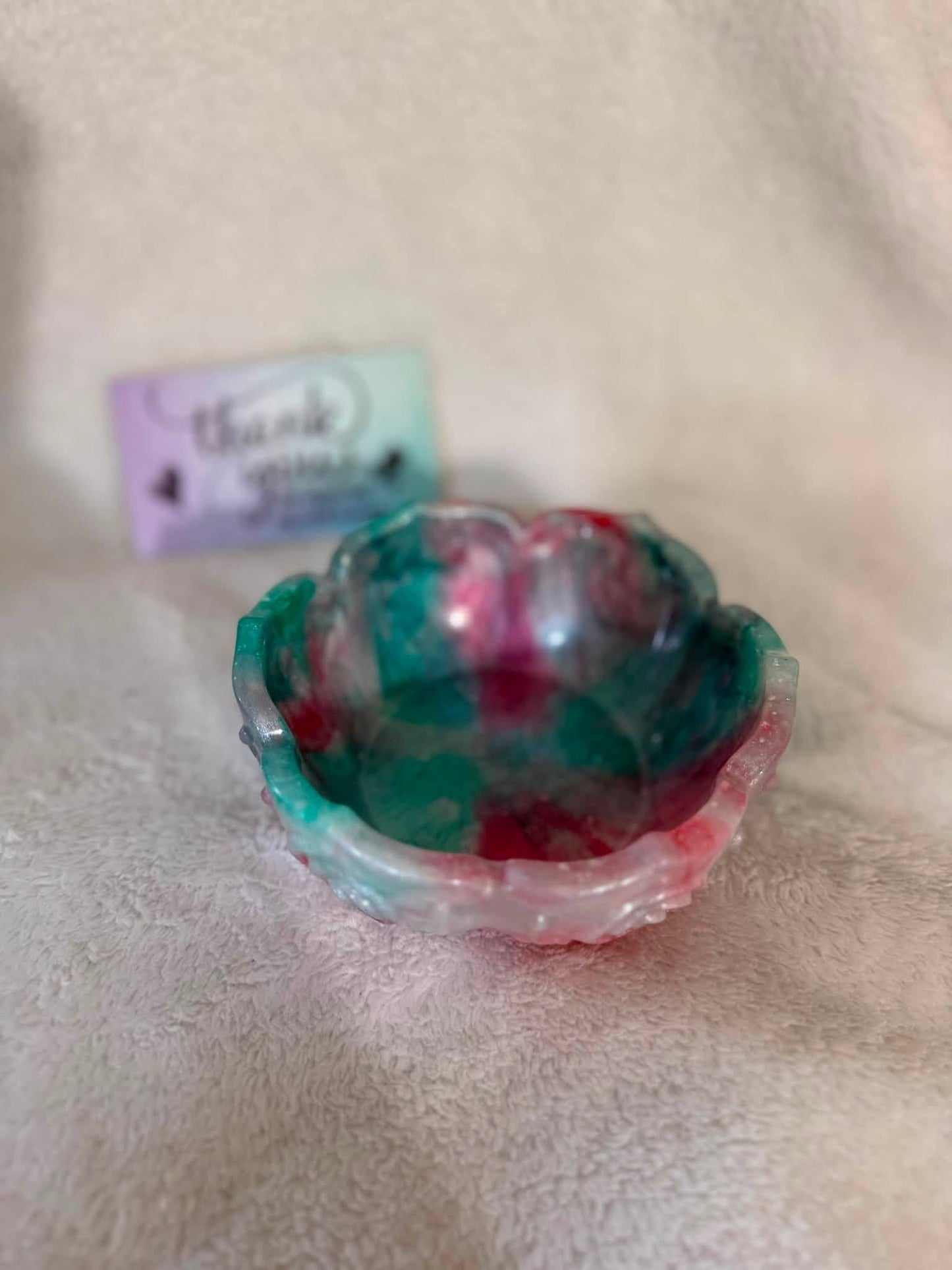 Christmas Rose Lotus Resin Trinket Bowl