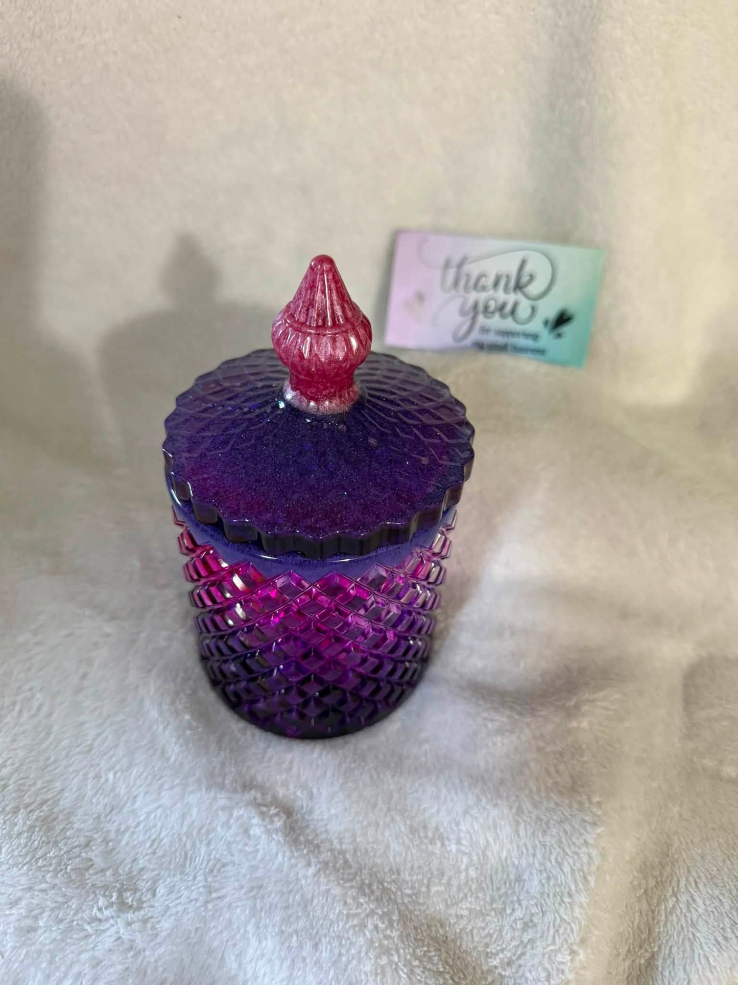 Purple & Pink Diamond Faceted Decor Jar with Lid