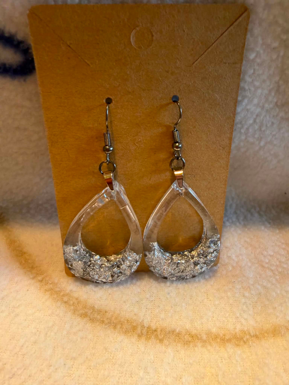 Silver & Clear Teardrop Earrings