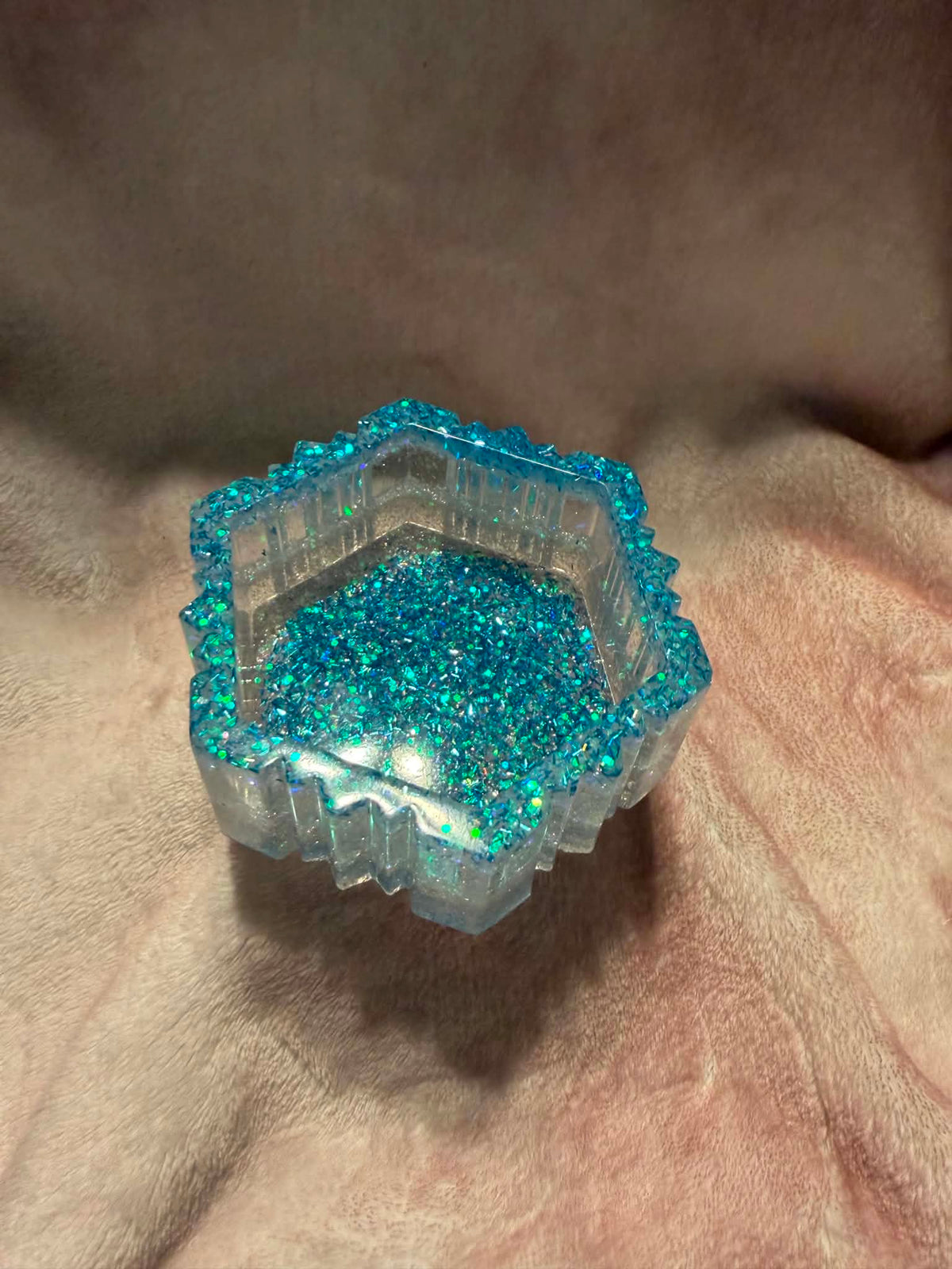 Turquoise & Blue Snowflake Resin Jewelry Box