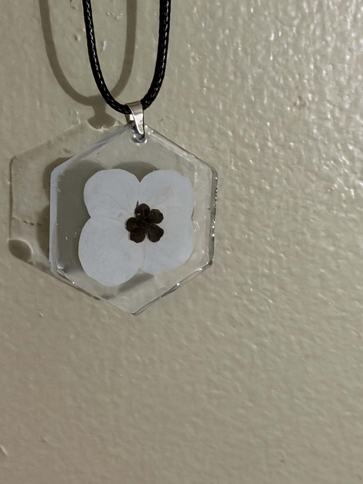 White Remembrance Poppy Pendant Necklace