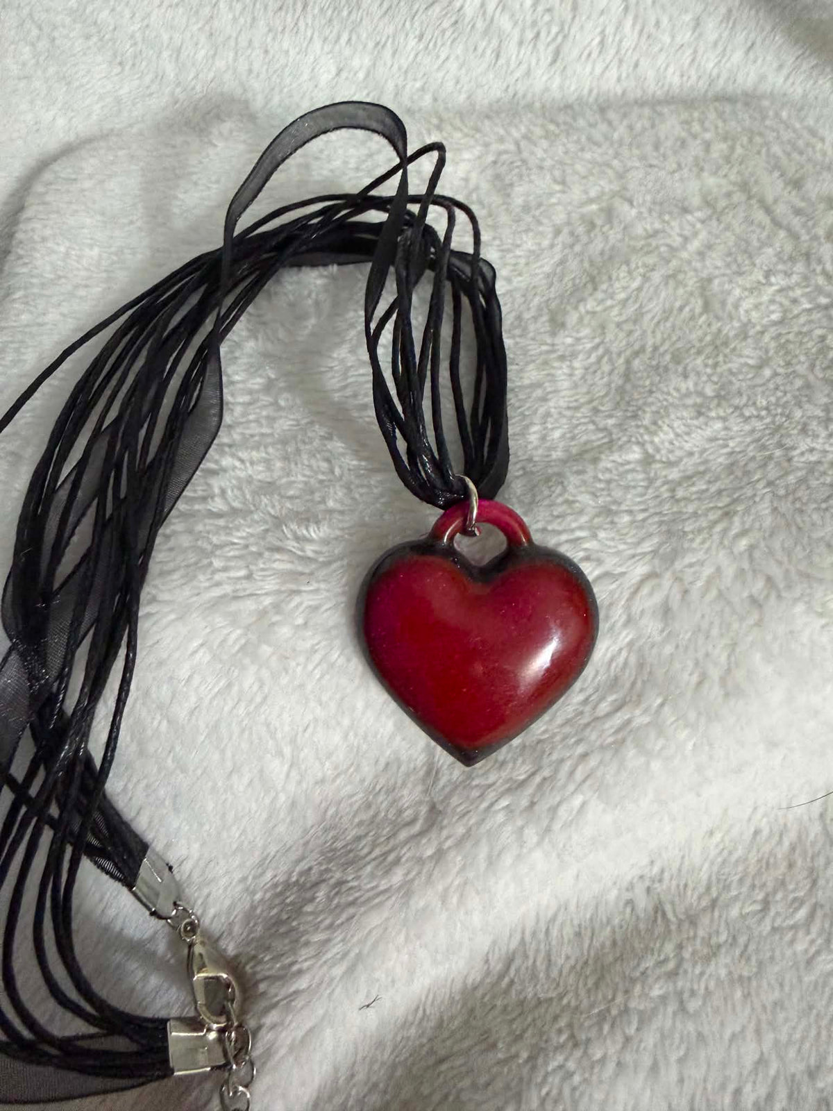 ✨Whimsigoth Heart Ribbon Necklace✨