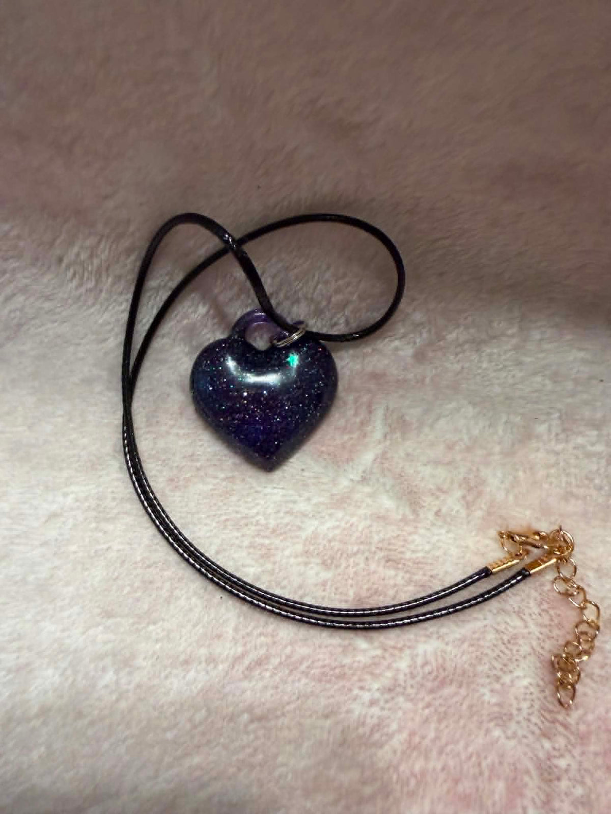 Gothic Black Heart Glitter Necklace