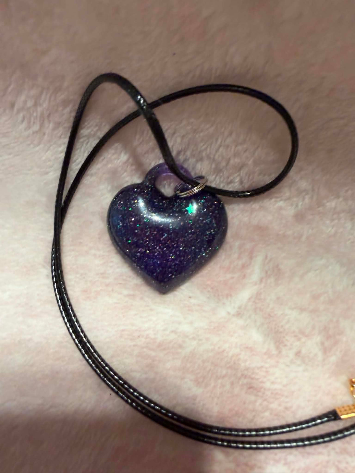 Gothic Black Heart Glitter Necklace