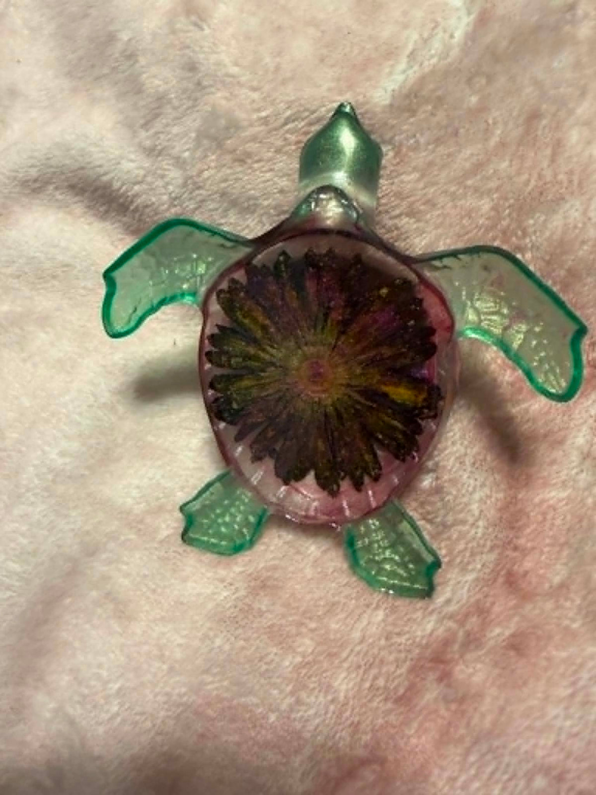 Sea Turtle Figurine with a Black-Eyed Susan