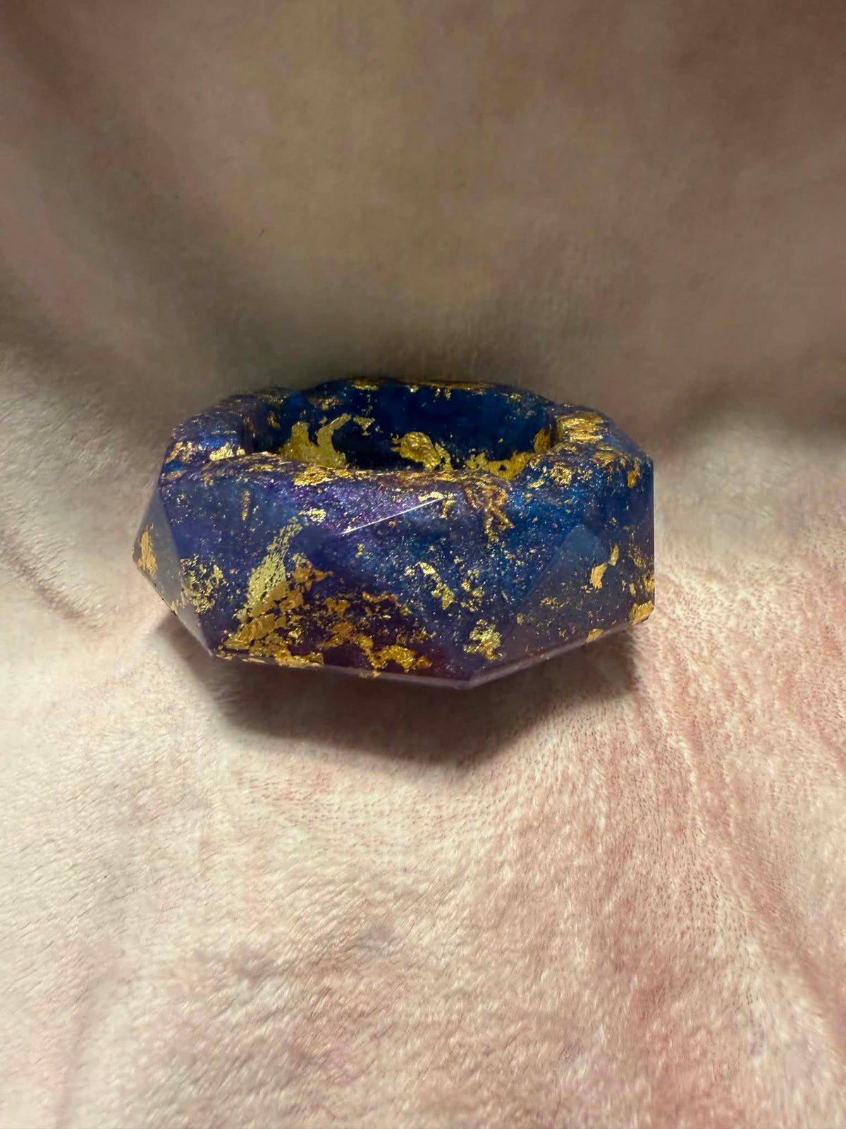 Deep Blue & Gold Foil Octagonal Ashtray