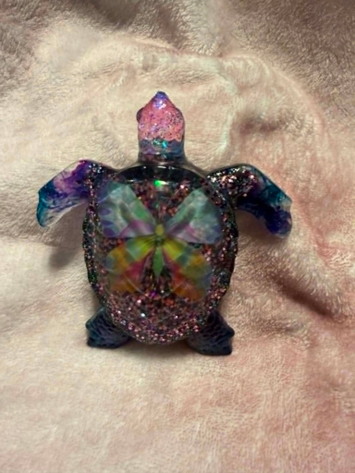 Sea Turtle Resin Figurine with Butterfly