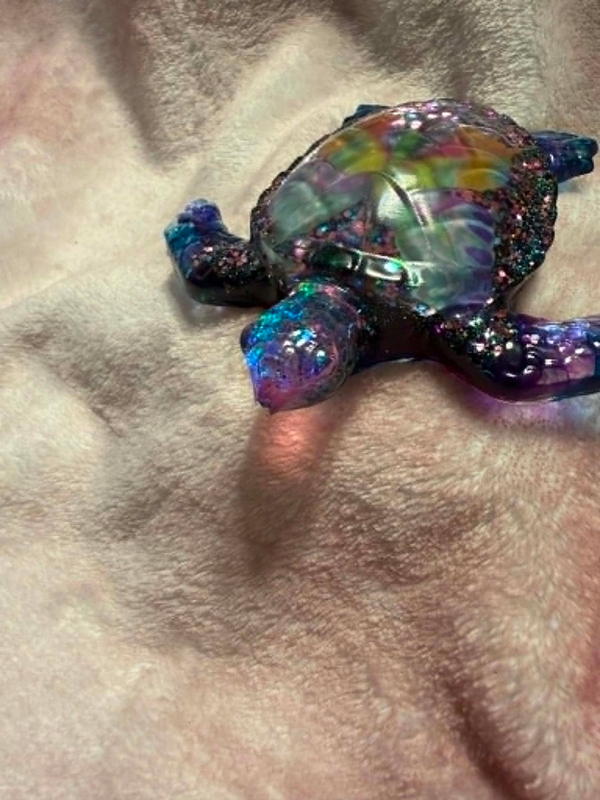 Sea Turtle Resin Figurine with Butterfly