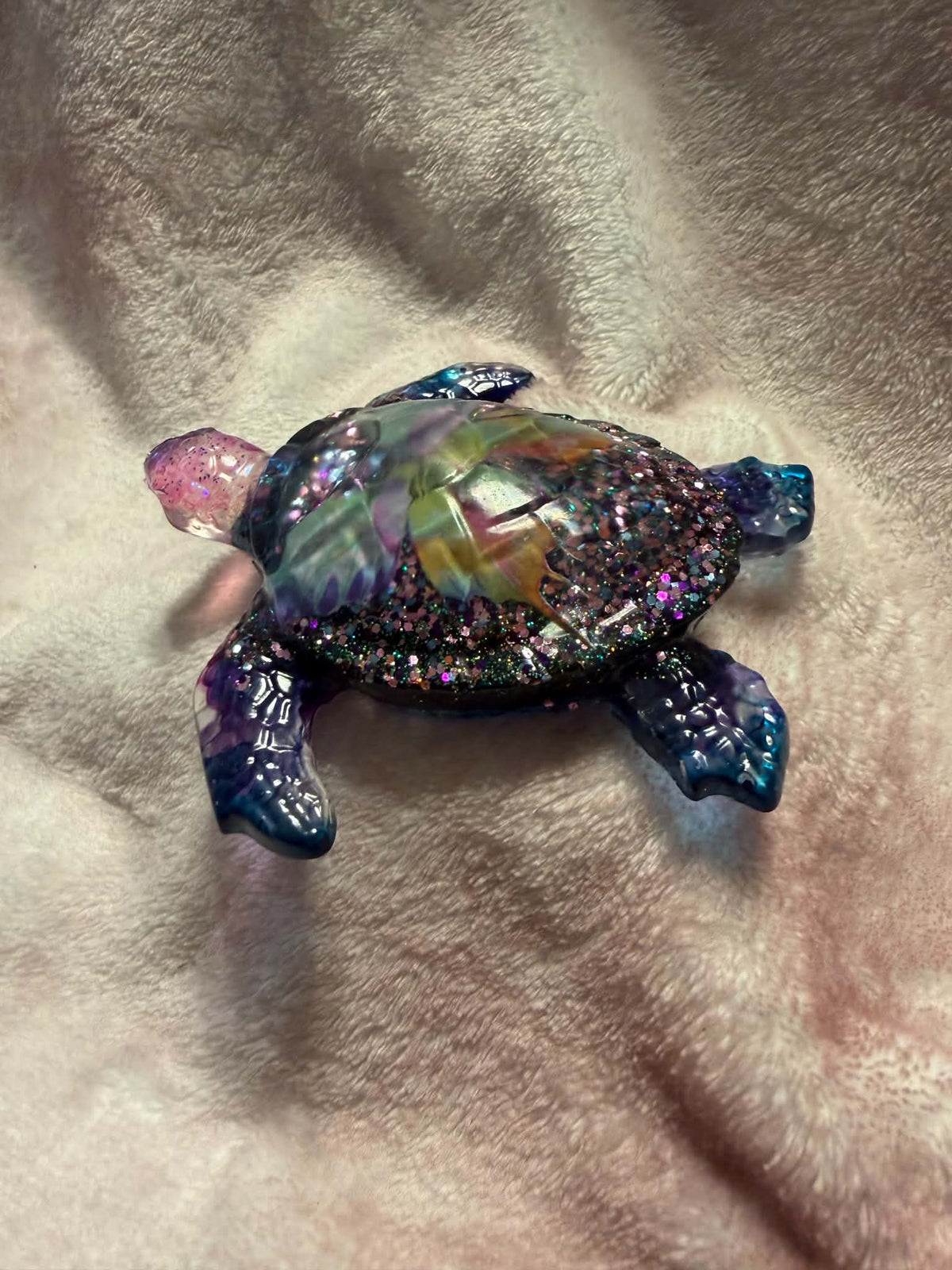 Sea Turtle Resin Figurine with Butterfly