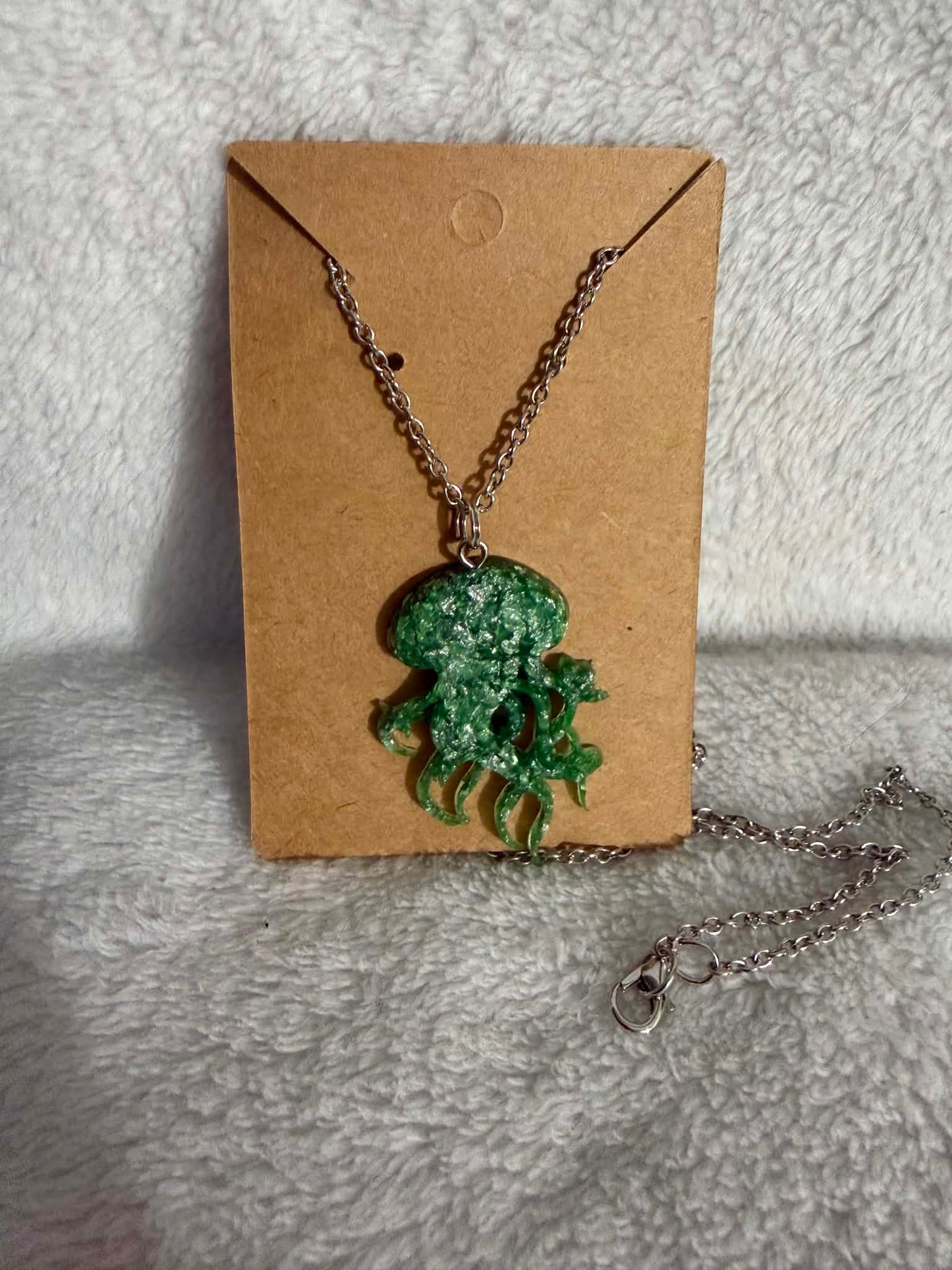 Ocean Shimmer Jellyfish Resin Necklace