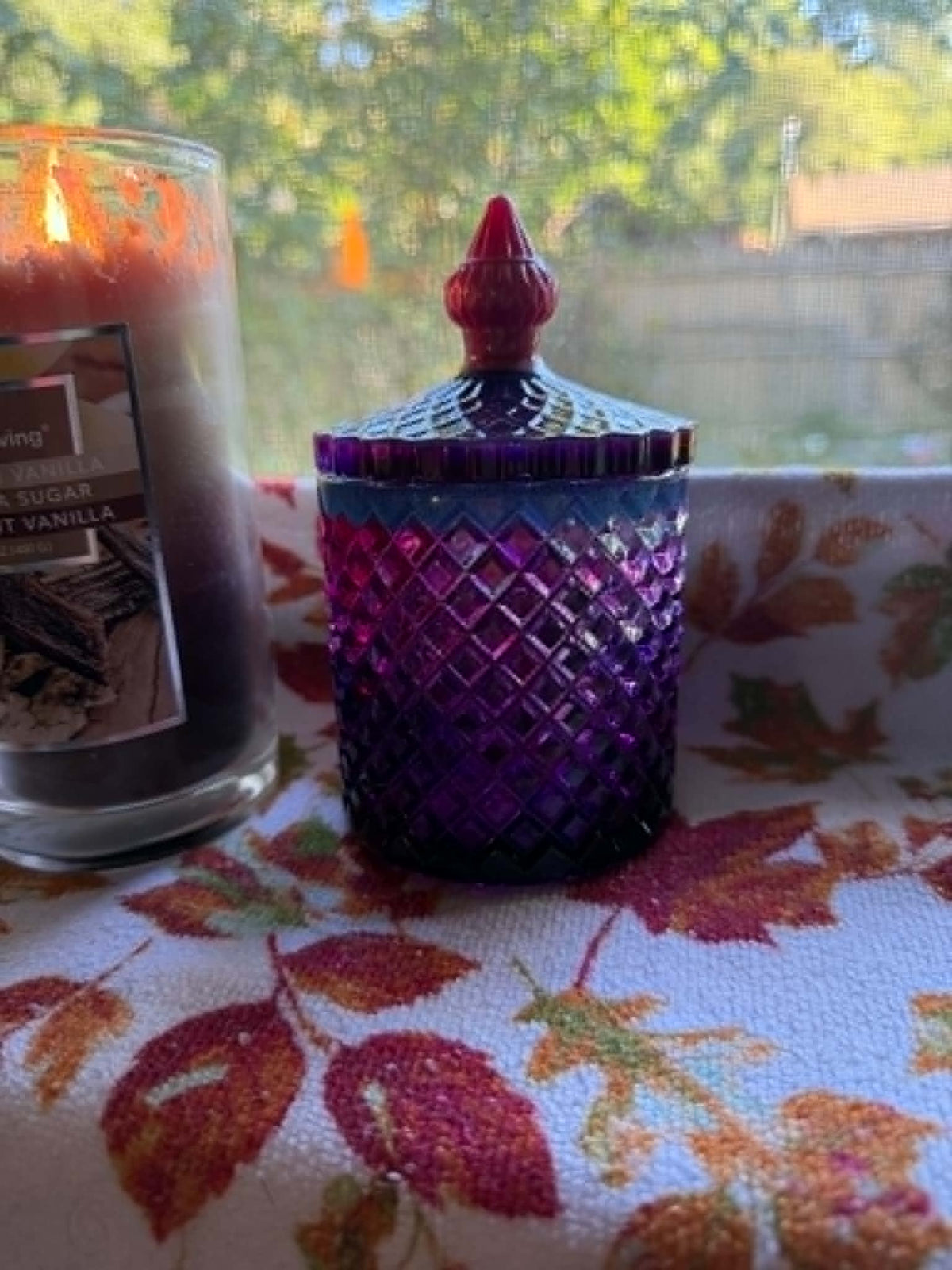 Purple & Pink Diamond Faceted Decor Jar with Lid