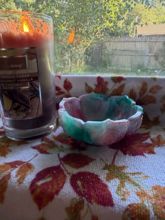 Christmas Rose Lotus Resin Trinket Bowl