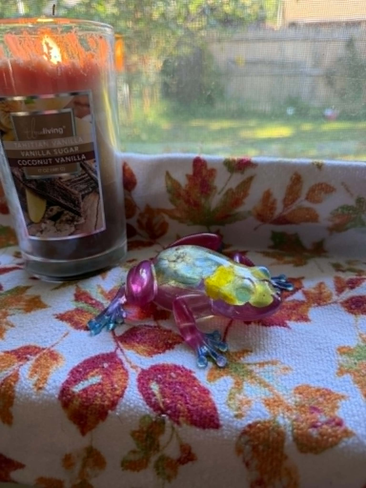 Medium Frog Figurine with Dried Hydrangea & Daisy