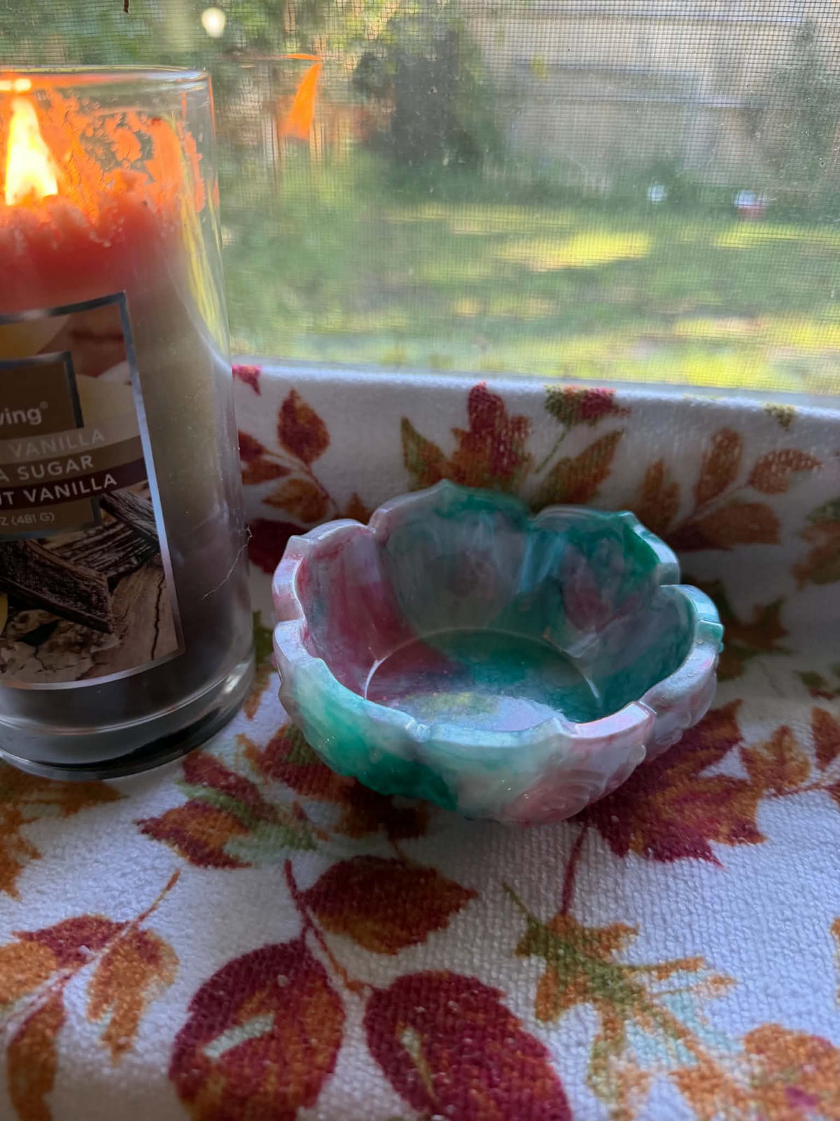 Christmas Rose Lotus Trinket Bowl