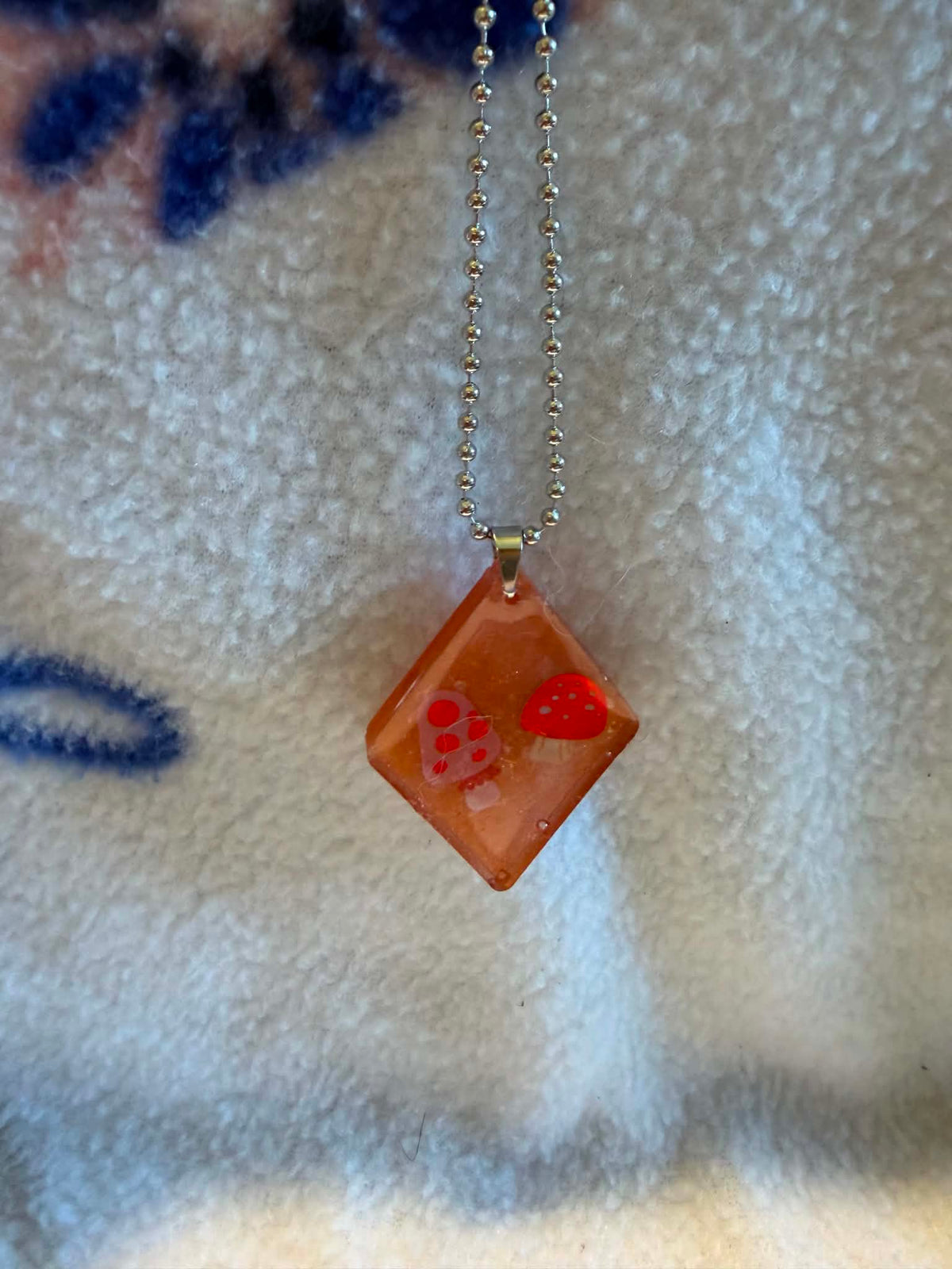 Rustic Orange Mushroom Diamond Resin Jewelry Set